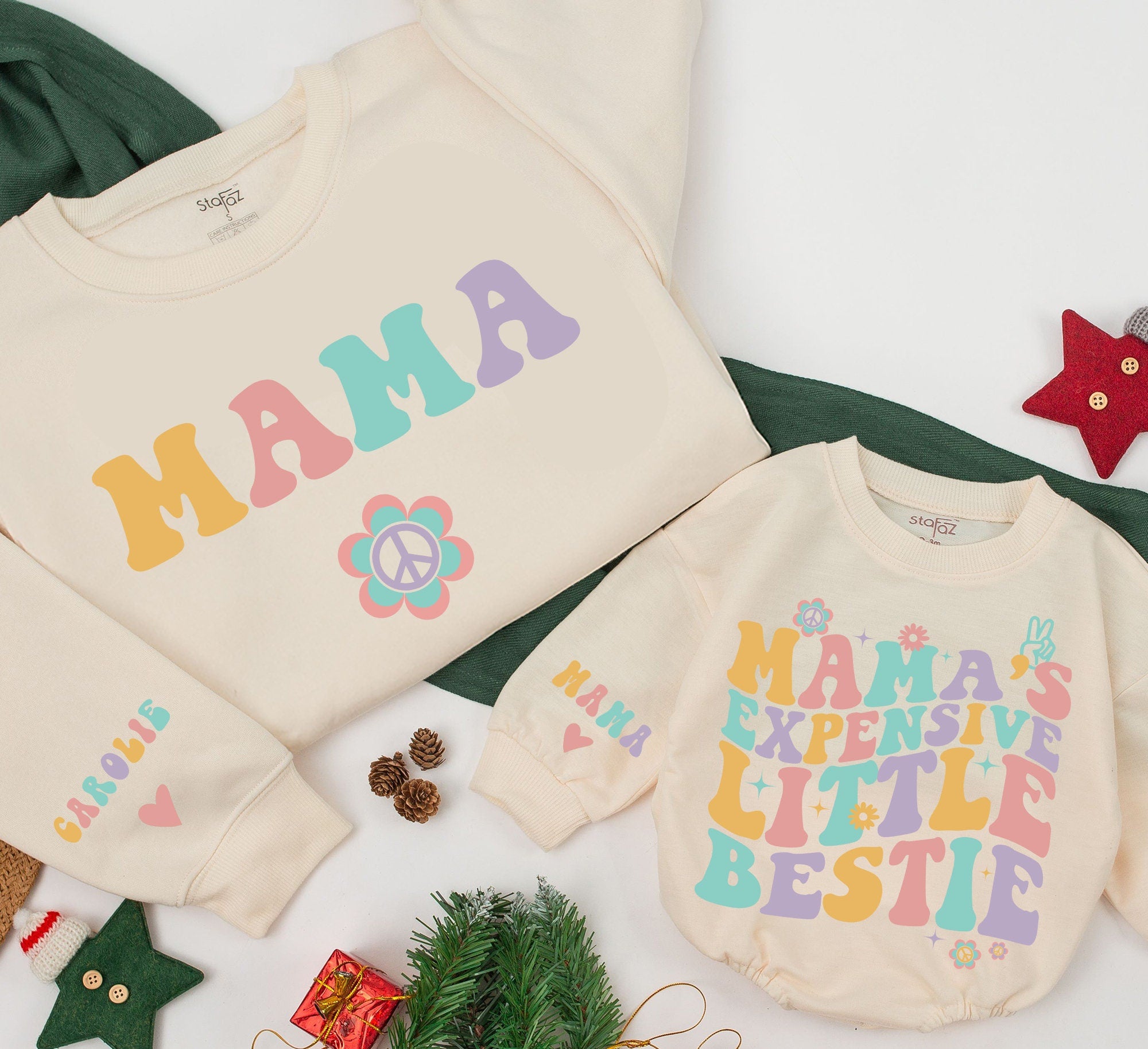Personalized Retro Mama & Little Bestie Matching Sweatshirts