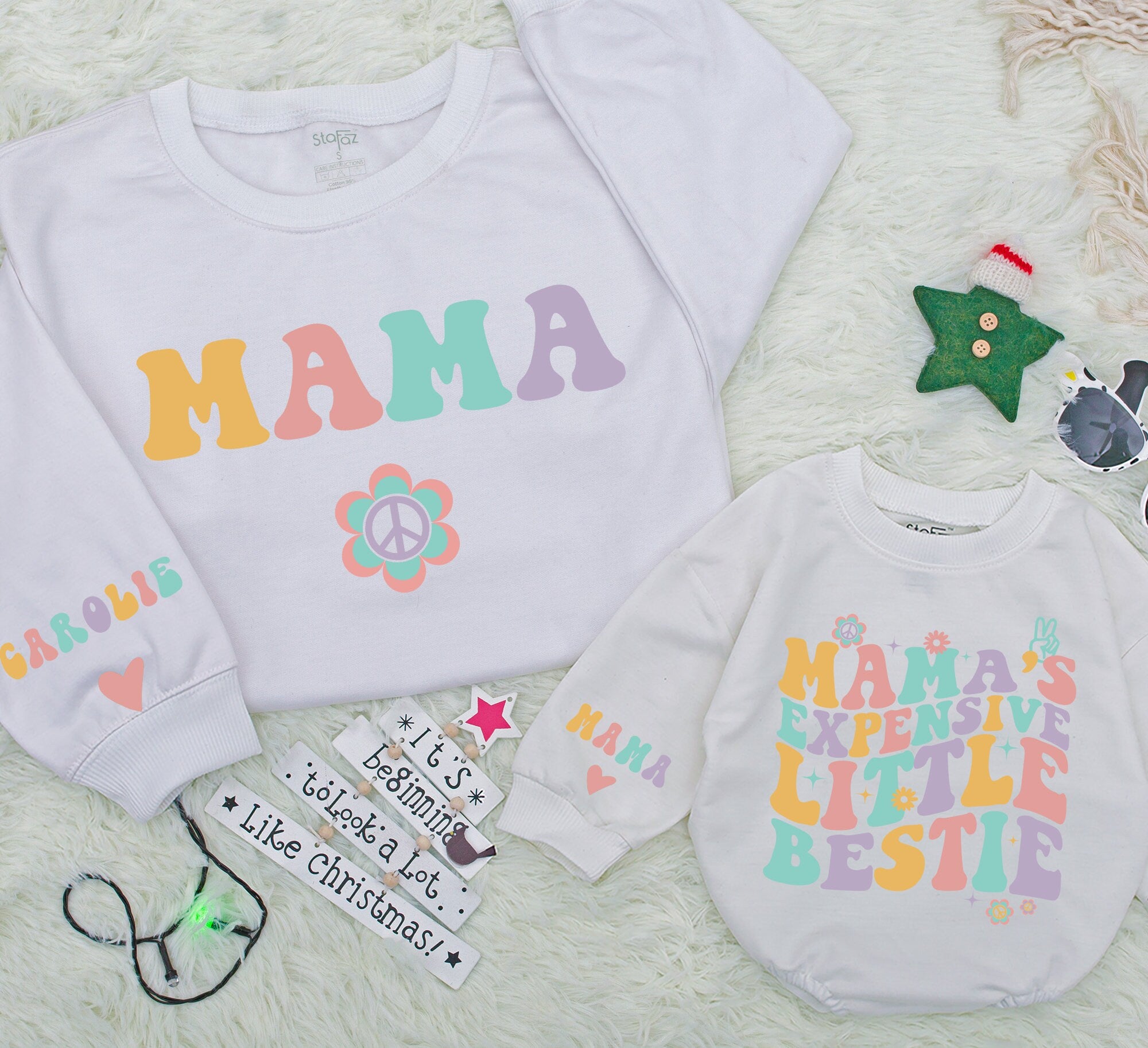 Personalized Retro Mama & Little Bestie Matching Sweatshirts