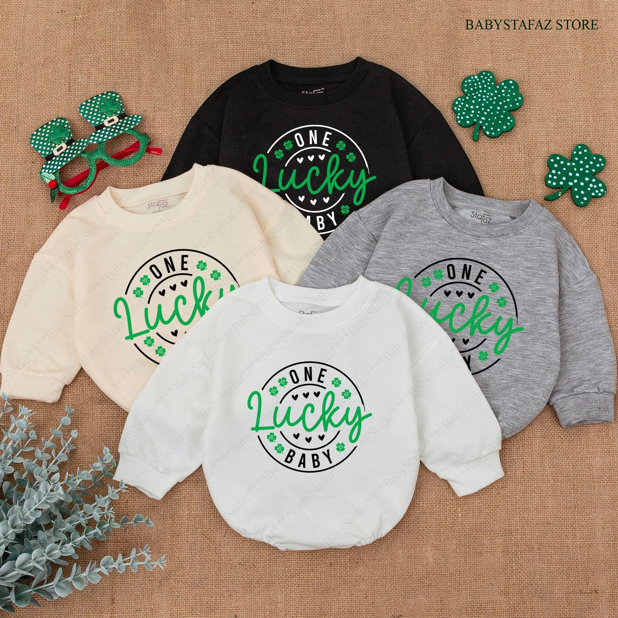 Lucky One Baby Birthday Outfit St. Patrick's Day Romper Shamrock Design First Birthday Soft Cotton Infant Celebration Clothes
