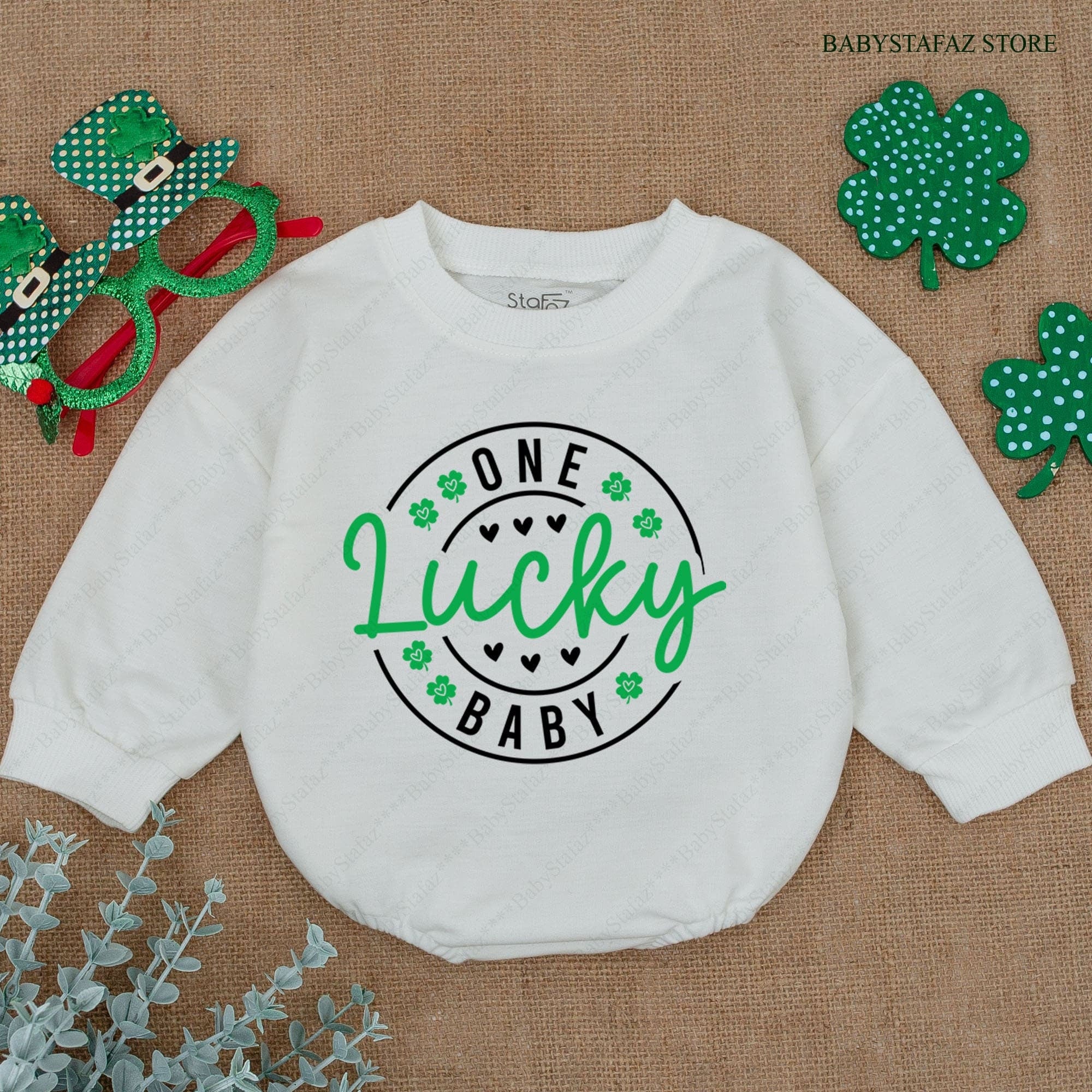Lucky One Baby Birthday Outfit St. Patrick's Day Romper Shamrock Design First Birthday Soft Cotton Infant Celebration Clothes