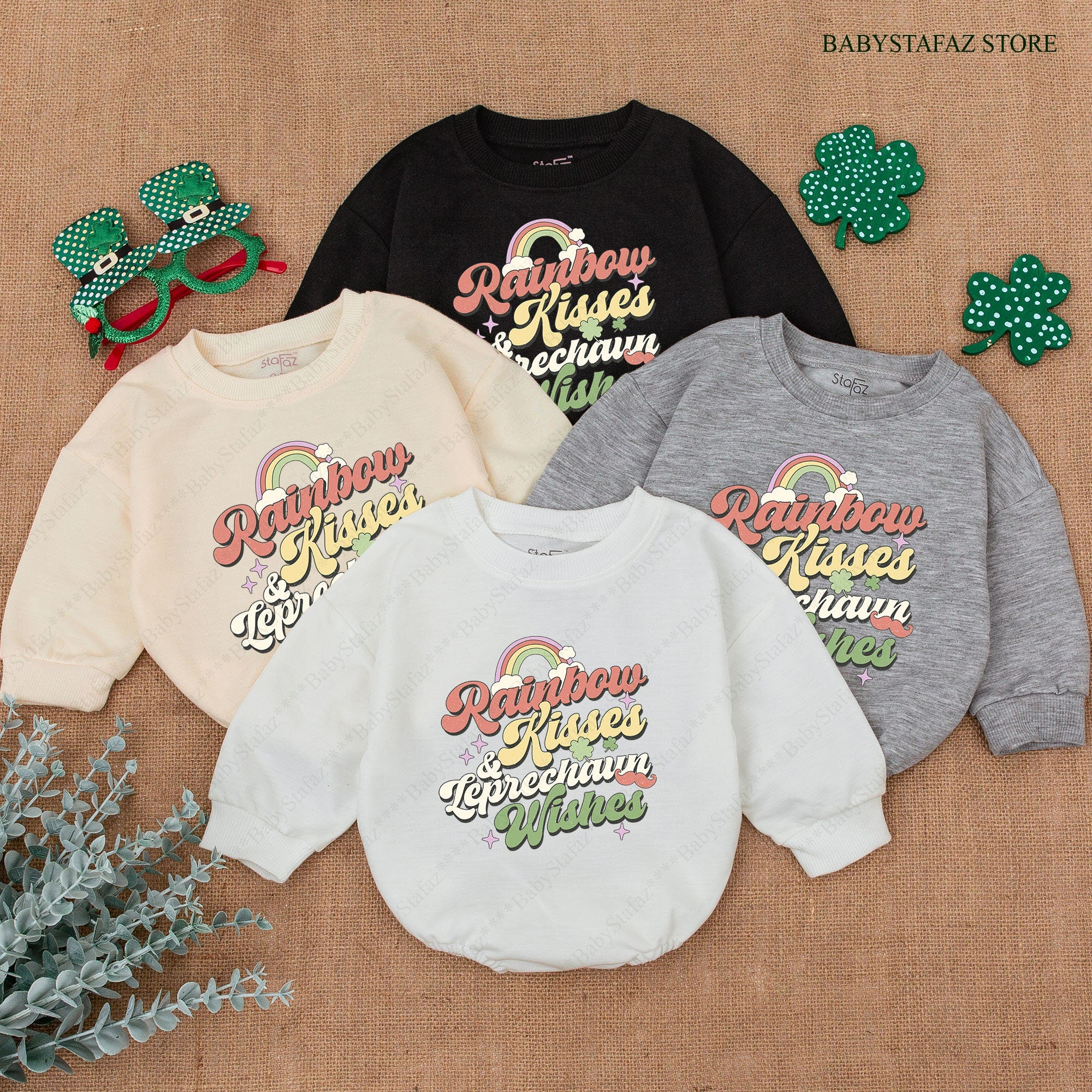 Rainbow Kisses St. Patrick's Day Baby Romper - Limited Edition