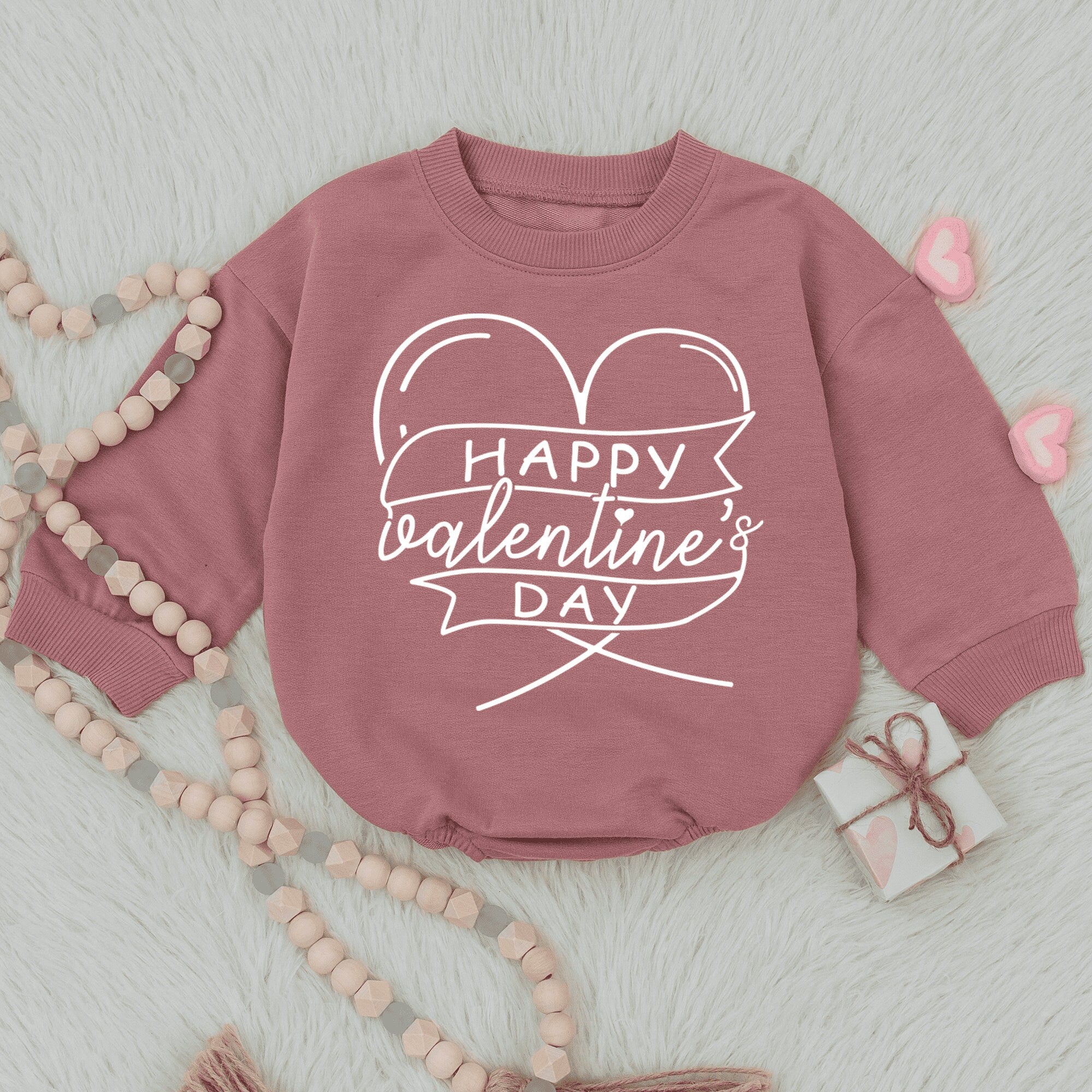 Happy Valentine's Day Baby Romper Heart Design Gender Neutral Infant Outfit Bubble Suit Soft Cotton First Holiday Gift