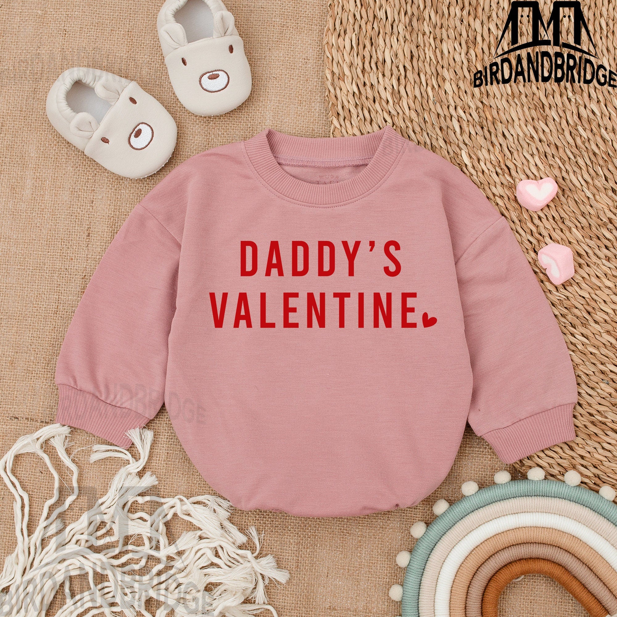 Daddy's Valentine Baby Romper Cozy Red Heart Sweatshirt Outfit for Newborn Infant Boy Valentine's Day Gift Soft Cotton Festive Clothing