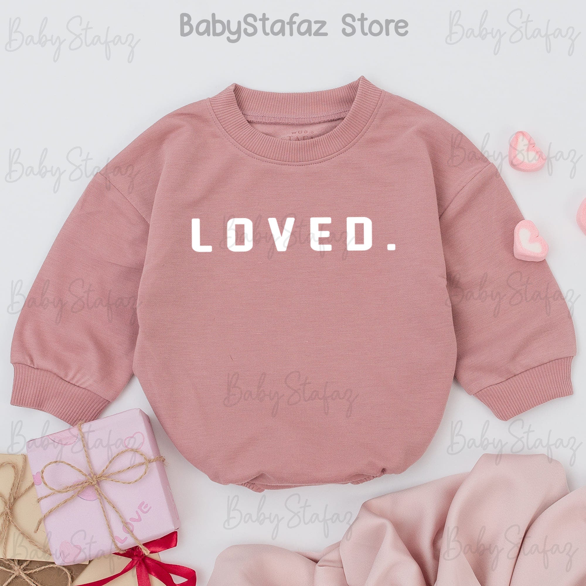 Loved Valentine Baby Romper Pink First Valentine's Outfit Soft Cotton Girl's Heartfelt Clothes Baby Shower Gift