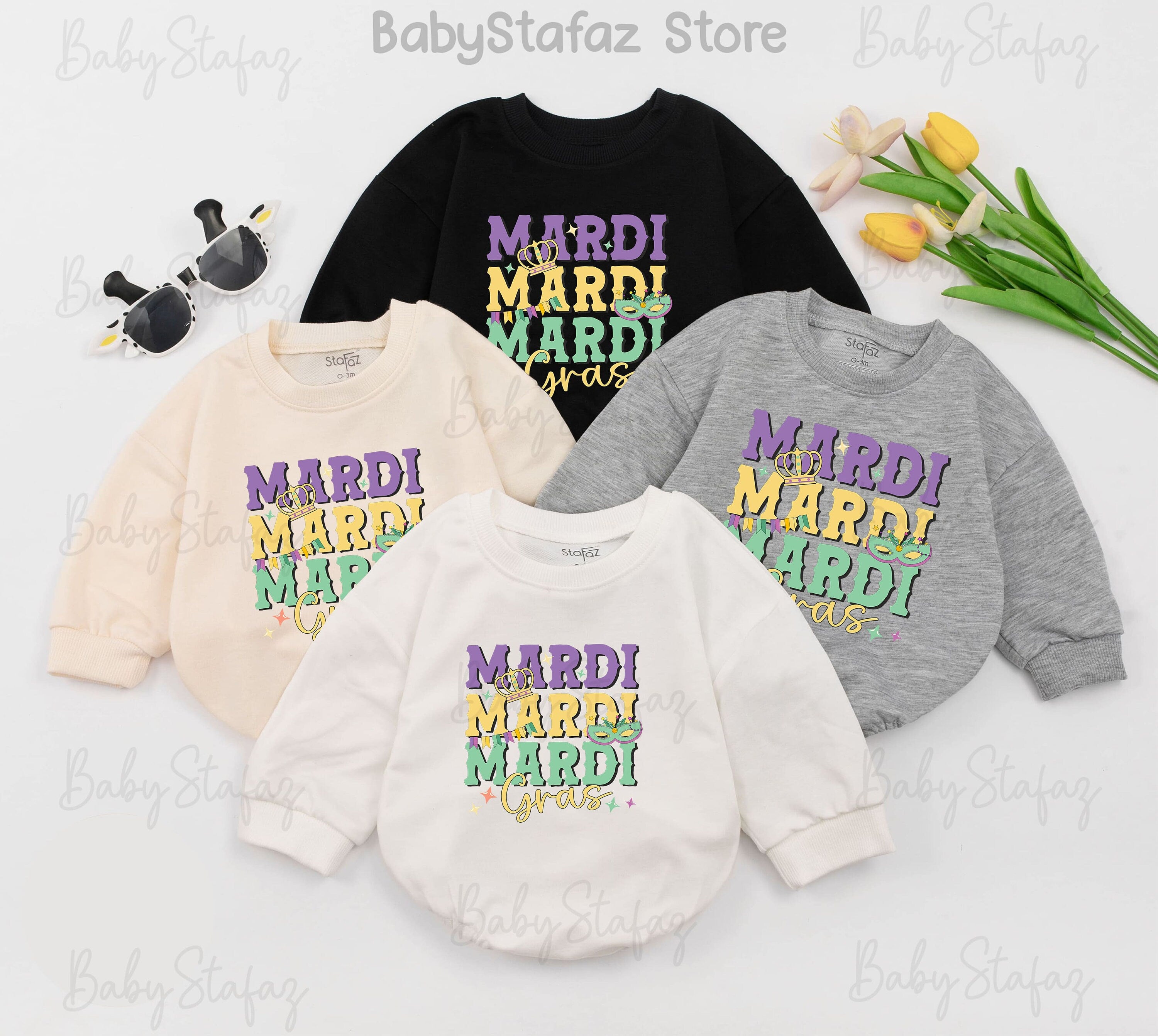Mardi Gras Baby Romper Girls Festive Outfit Colorful Bold Design Infant Apparel Perfect for Parade or Baby Shower Gift