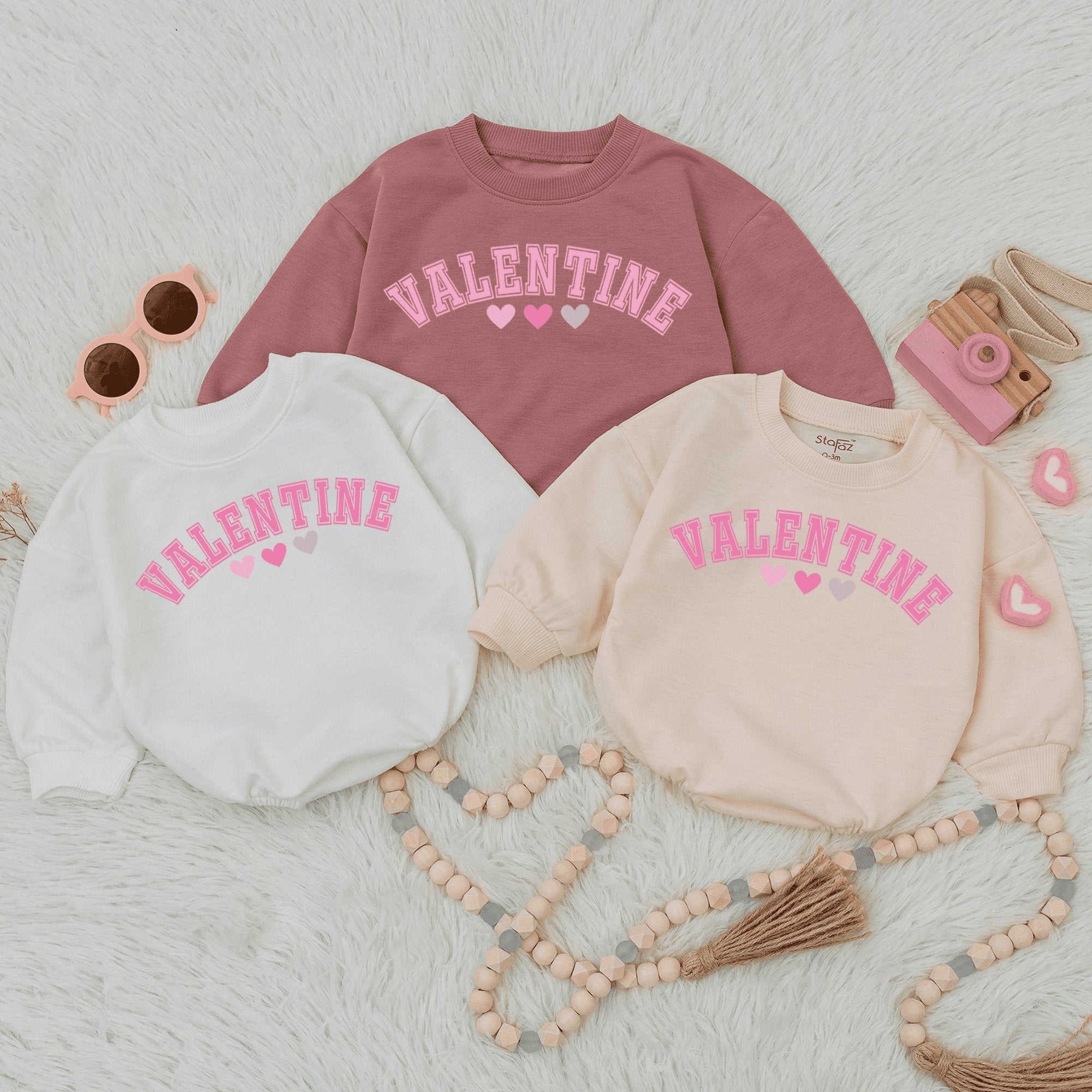 Valentine Baby Romper with Pink Playful Font Celebratory Hearts Newborn Girl Outfit Cotton Soft Gift for Valentine Baby Shower