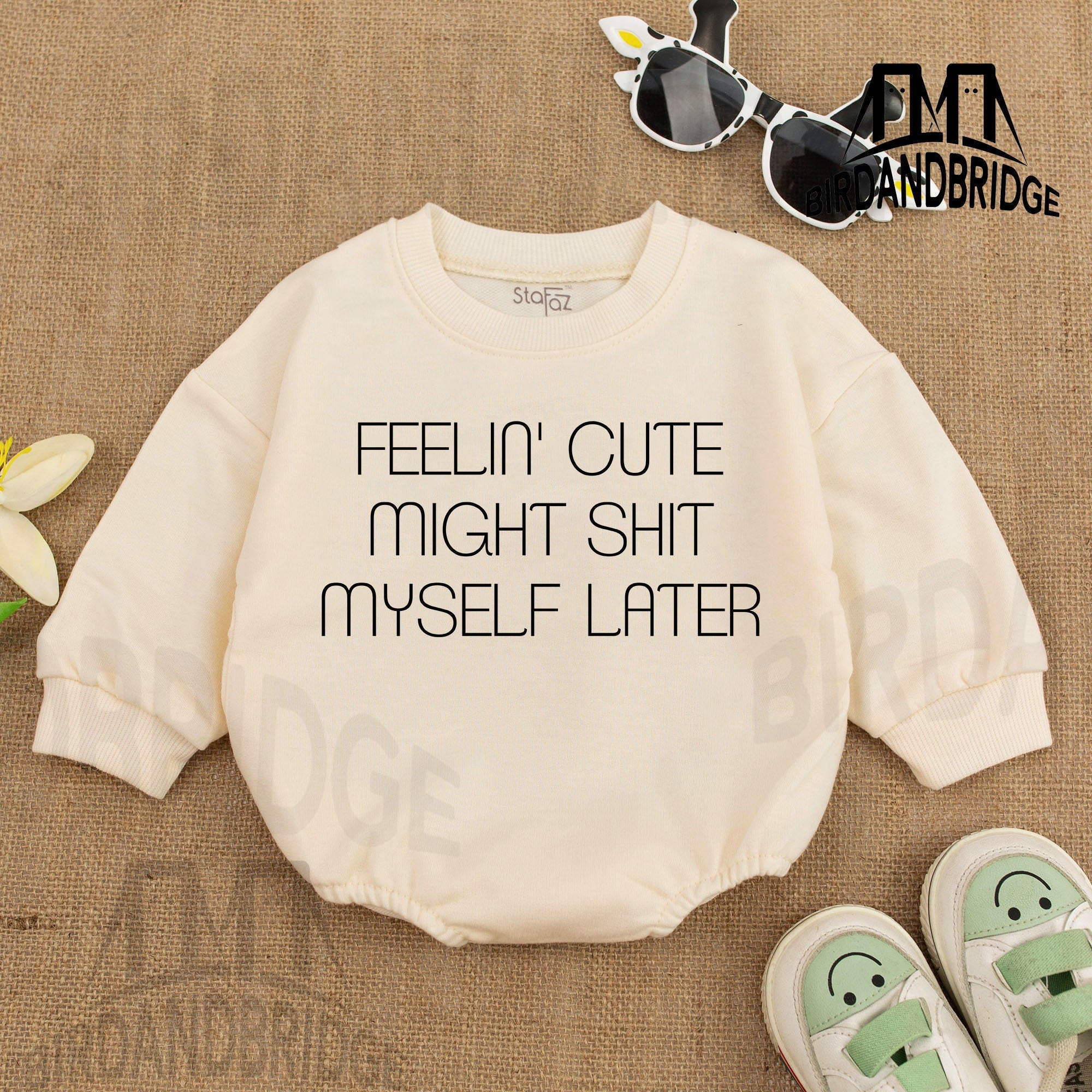 Feelin' Cute Bold Text Baby Romper Soft Comfortable Outfit Gift Newborn Infant Cotton Clothing Funny Minimalist Design