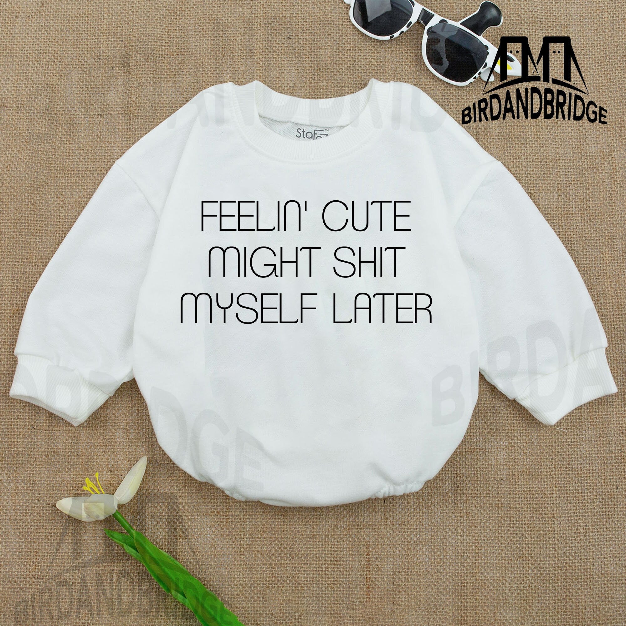 Feelin' Cute Bold Text Baby Romper Soft Comfortable Outfit Gift Newborn Infant Cotton Clothing Funny Minimalist Design