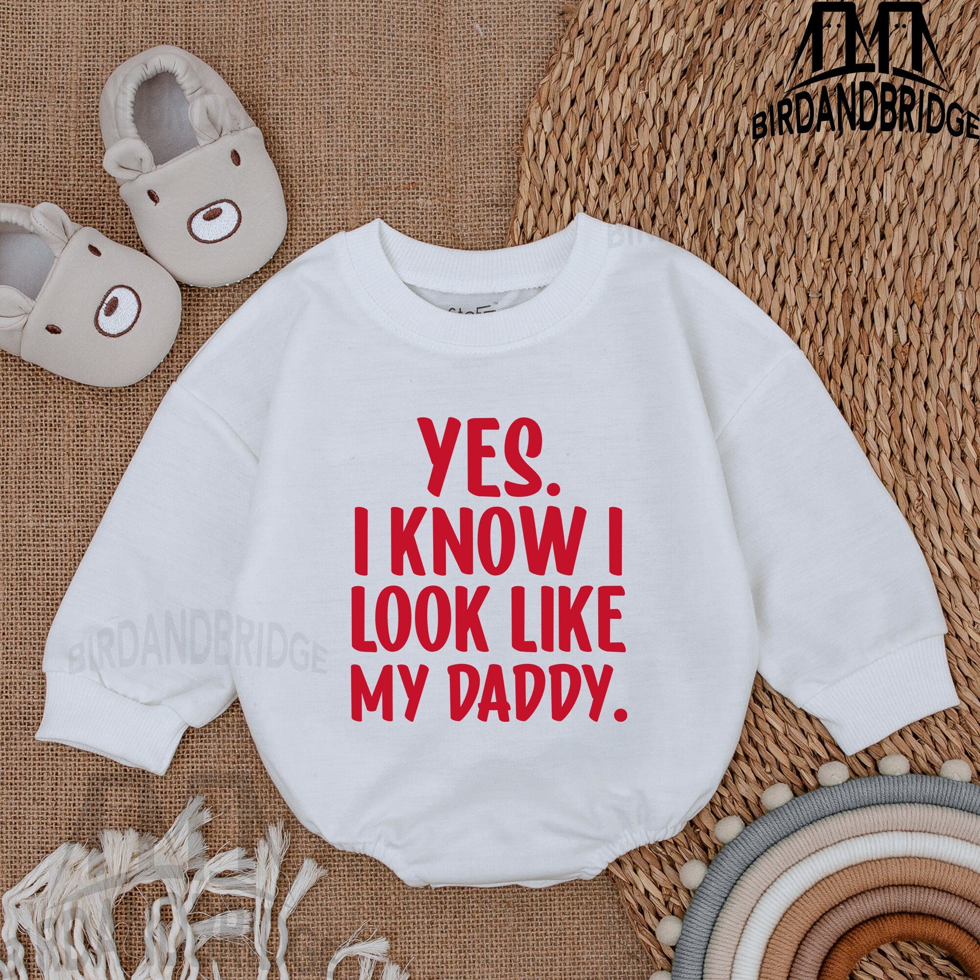 Yes I Know I Look Like My Daddy Baby Romper Soft Cotton Infant Bodysuit Fun Valentine Gift for Baby Boy Newborn Outfit Comfortable