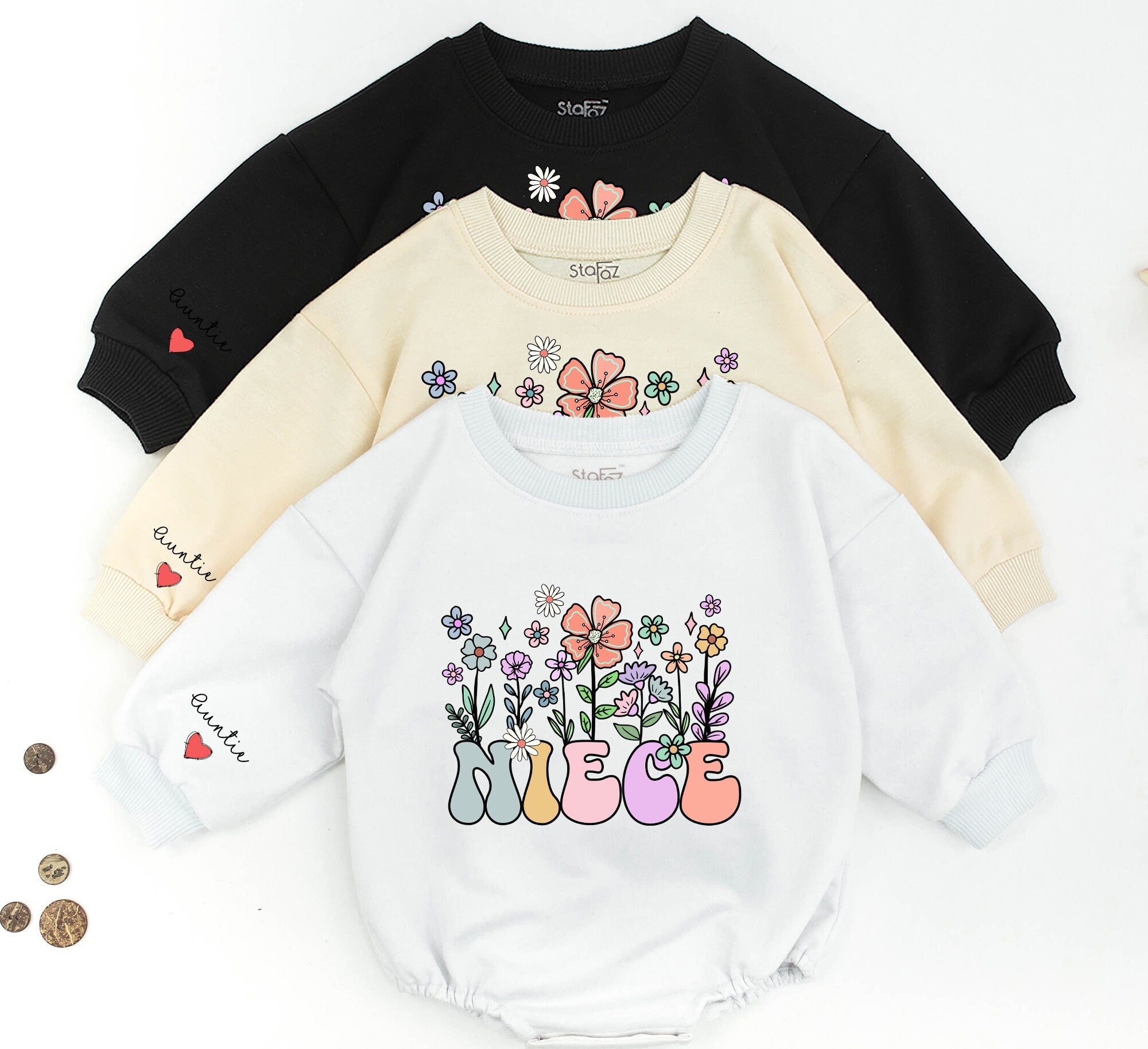 Custom Family Matching Sweatshirt with Name - Auntie & Niece