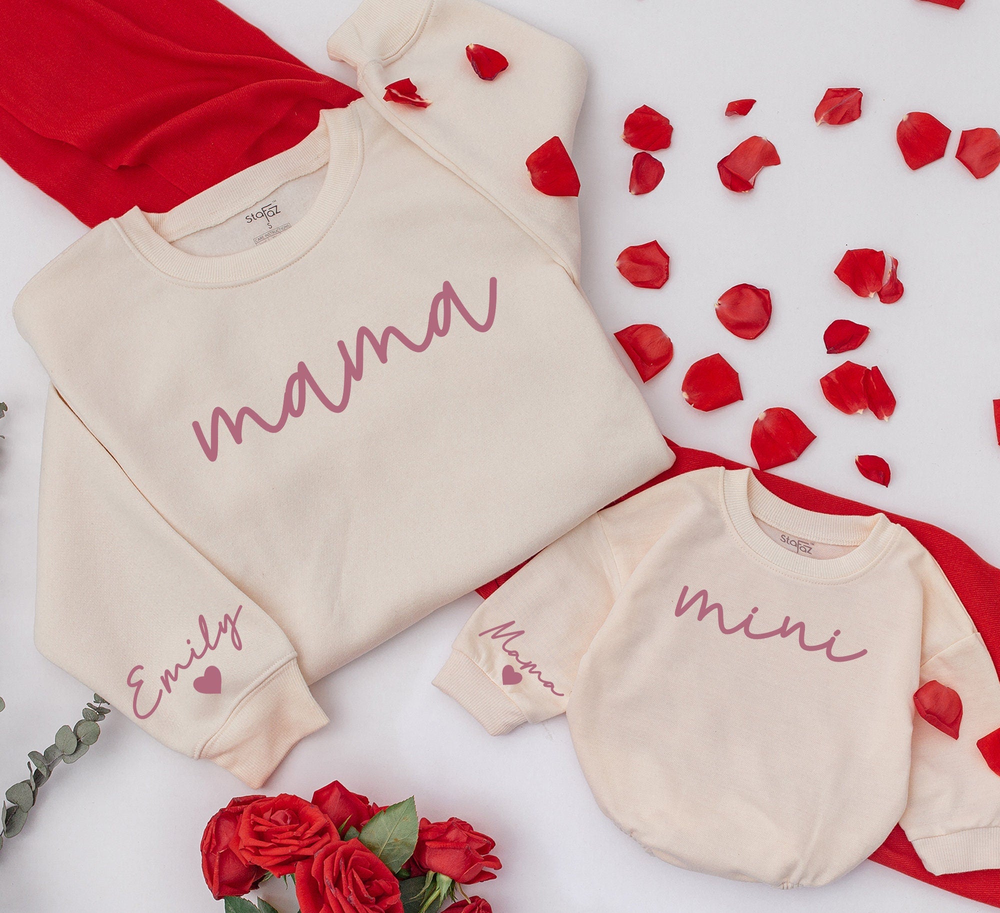 Custom Mommy & Me Sweatshirts with Name - Family Matching Gift