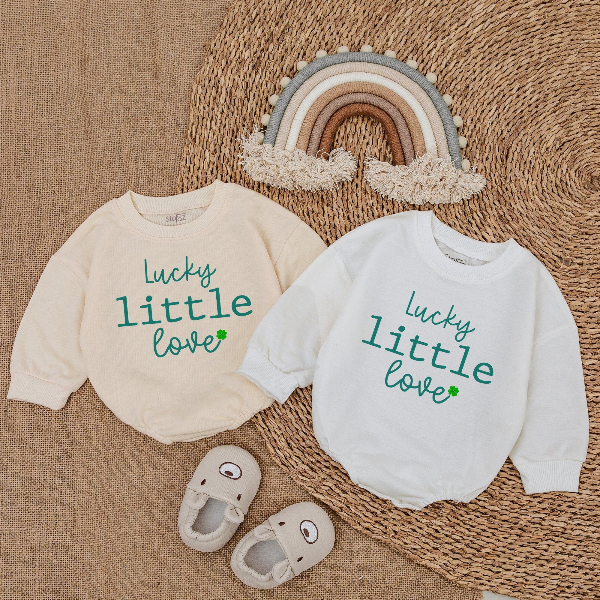 Lucky Little Love Baby Romper Shamrock Design St Patrick's Day Outfit Light Mauve Infant Bodysuit Soft Newborn Clothing Gift