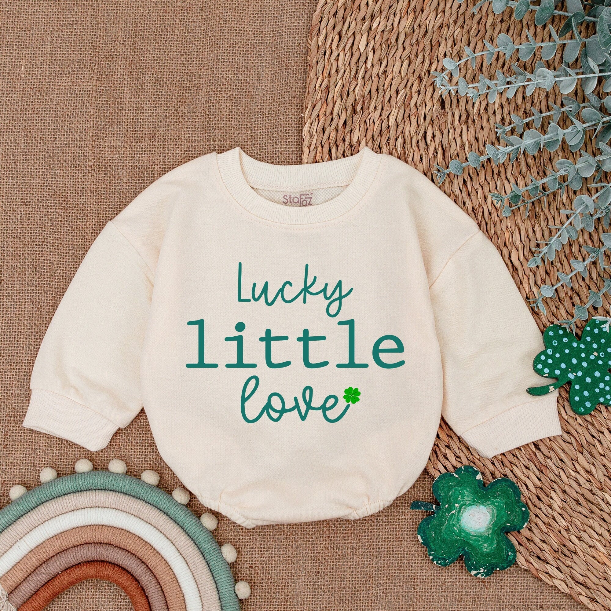 Lucky Little Love Baby Romper Shamrock Design St Patrick's Day Outfit Light Mauve Infant Bodysuit Soft Newborn Clothing Gift