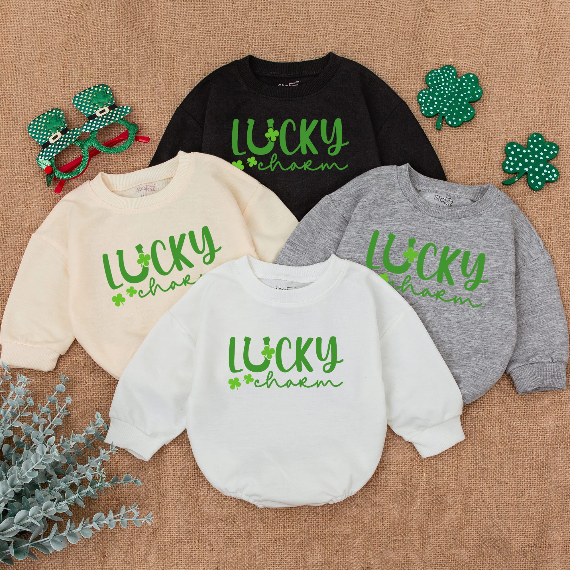 Lucky Charm Shamrock Baby Romper St Patrick's Day Outfit Newborn Cotton Soft Green Clover Infant Clothing Gift
