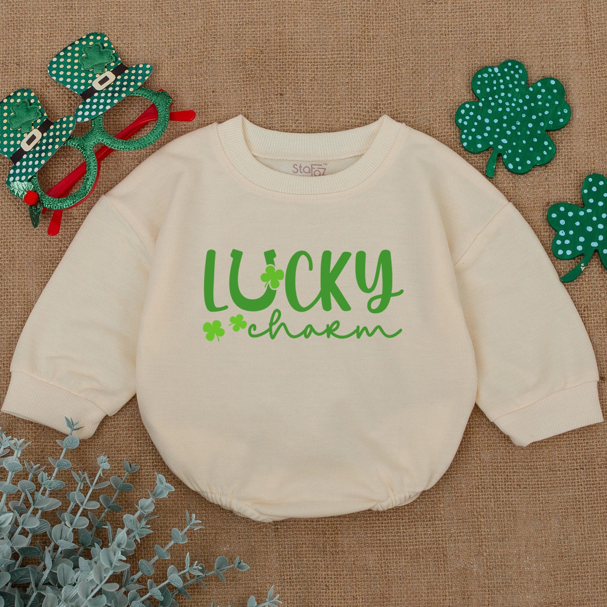 Lucky Charm Shamrock Baby Romper Saint Patrick's Day Outfit Newborn Clover Bodysuit Soft Green Festive Cotton Infant Gift