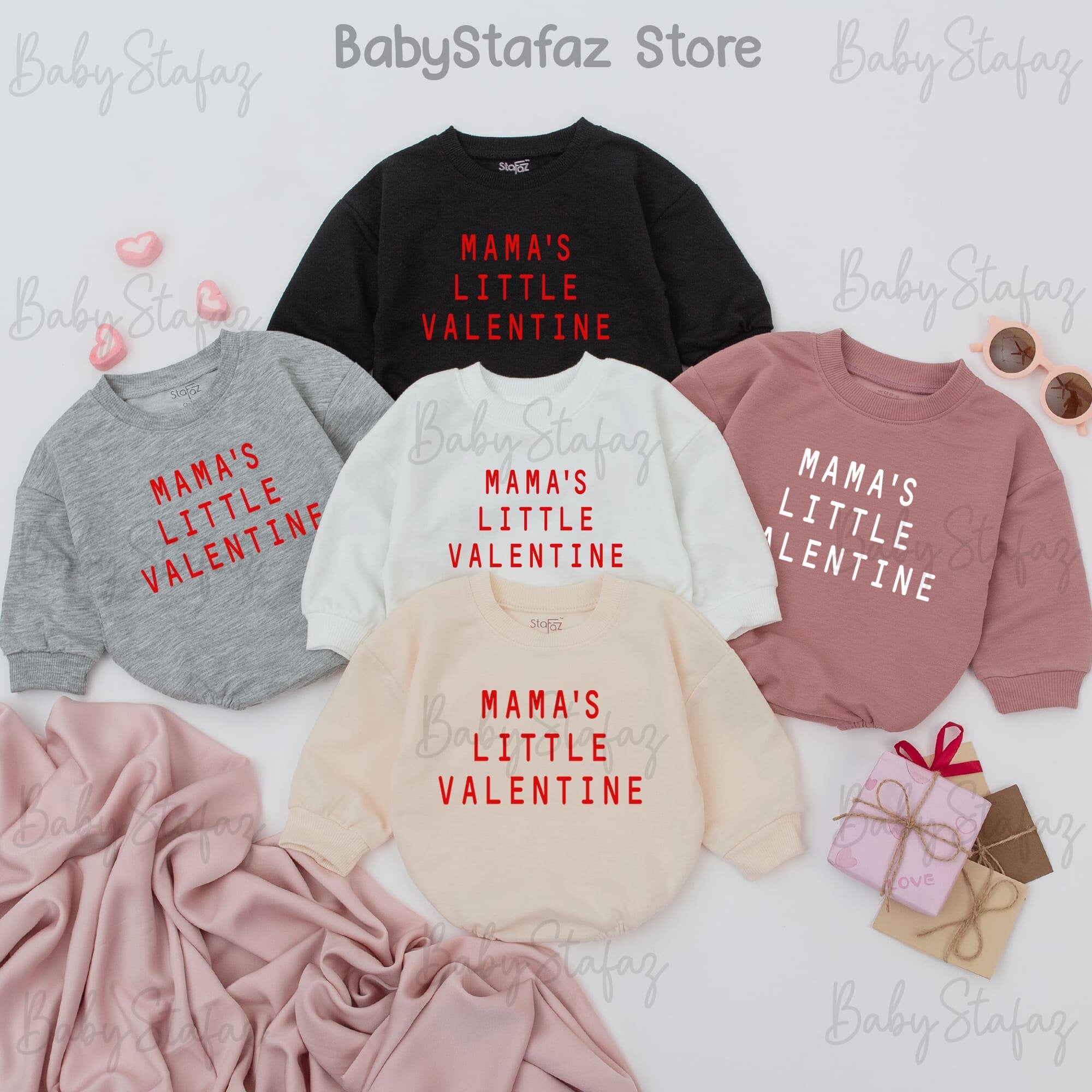 Mama's Little Valentine Baby Romper Red Text Design Valentine's Day Outfit for Infant Girl Soft Cotton First Holiday Celebration