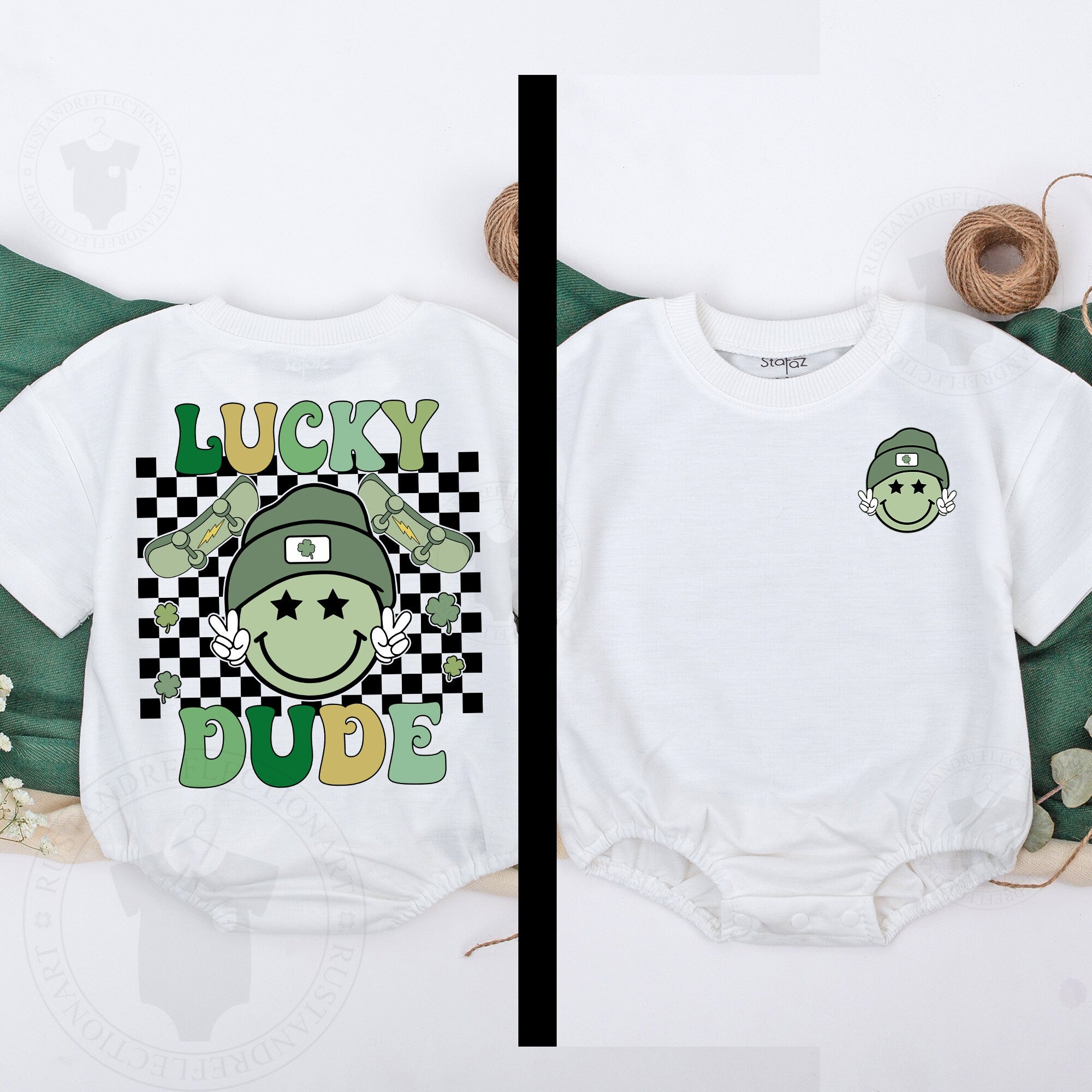 Matching Retro Smiley Face St. Patrick's Day Shirts for Mom and Toddler Comfortable Cotton Lucky Mama Dude Family Outfits
