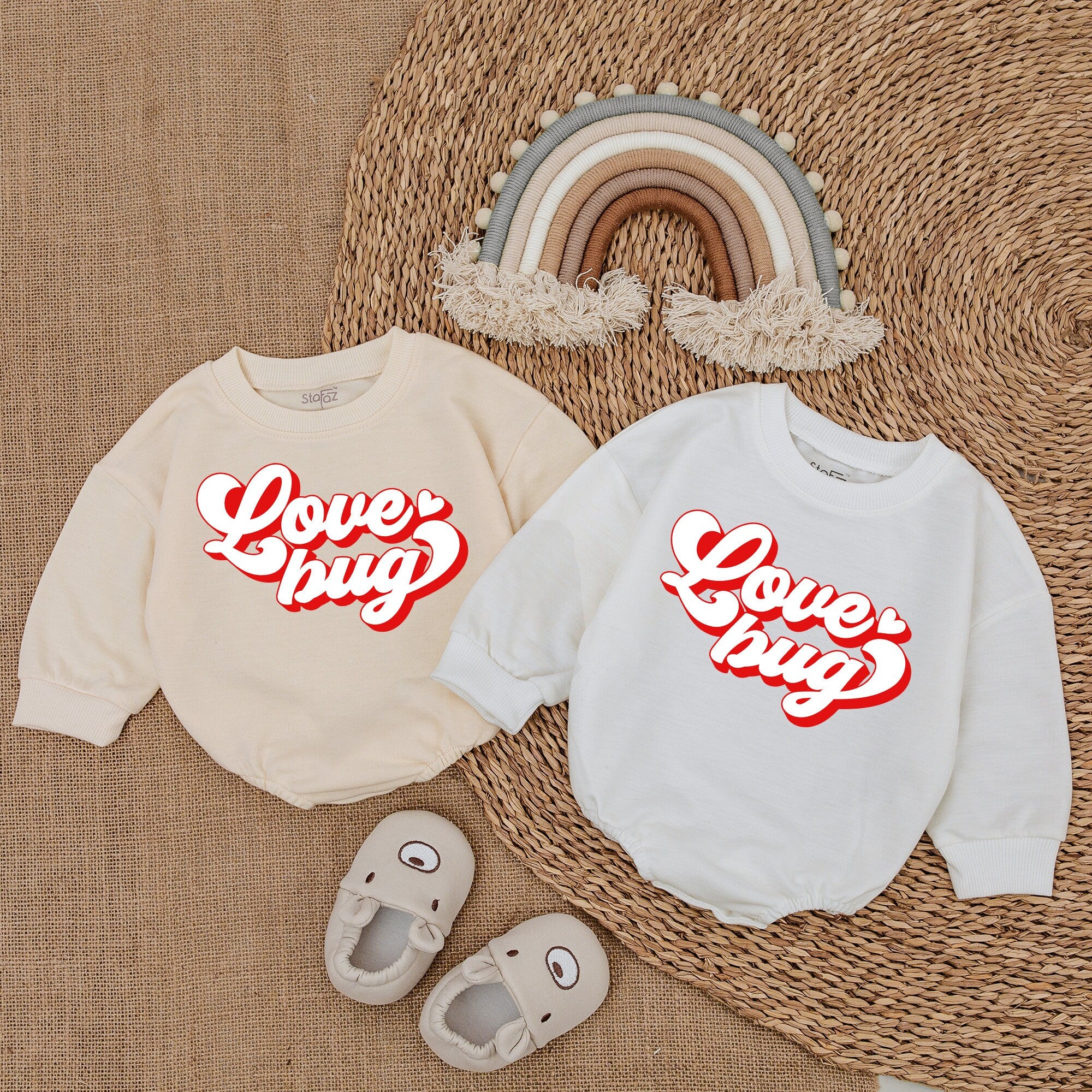 Love Bug Baby Bodysuit Red Script Hearts Newborn Outfit Valentines Day Cotton Soft Romper Infant Clothes Baby Announcement Gift