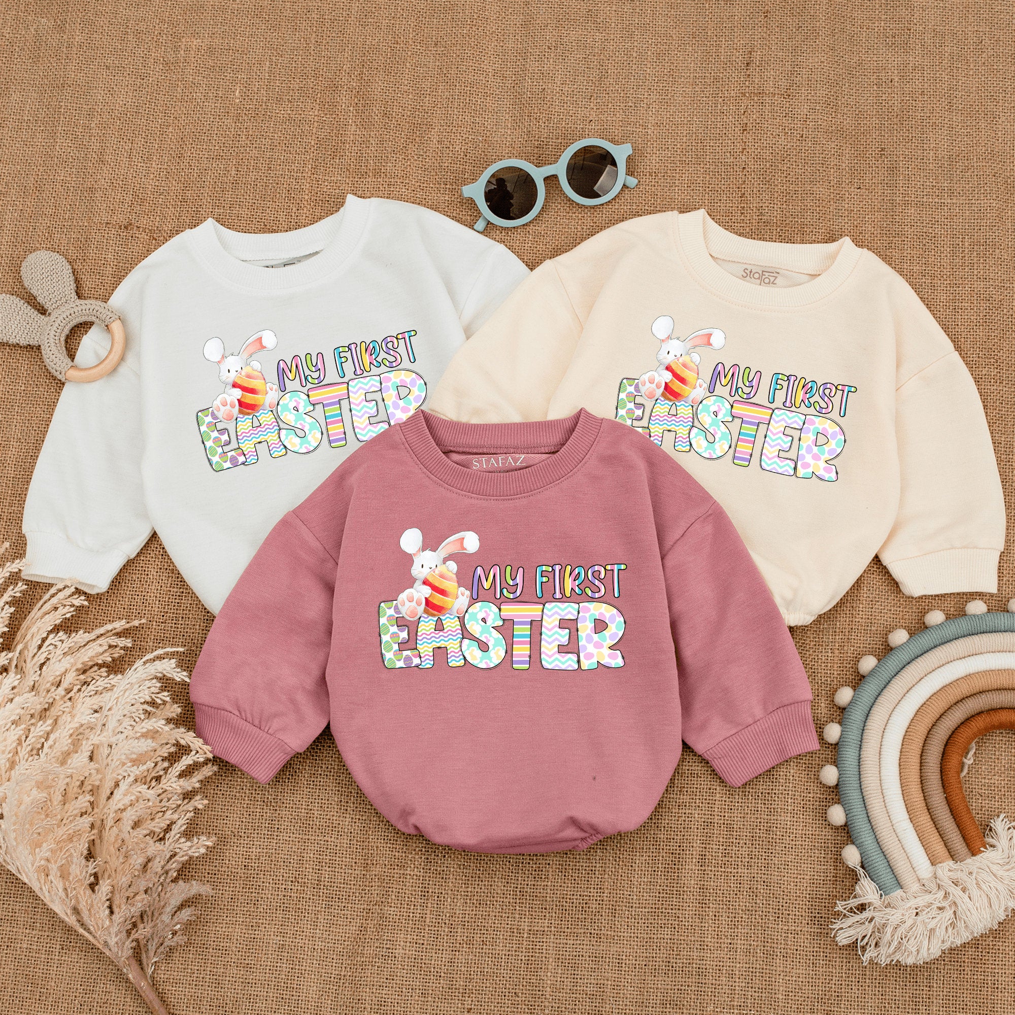 My First Easter Baby Romper with Cute Bunny Design