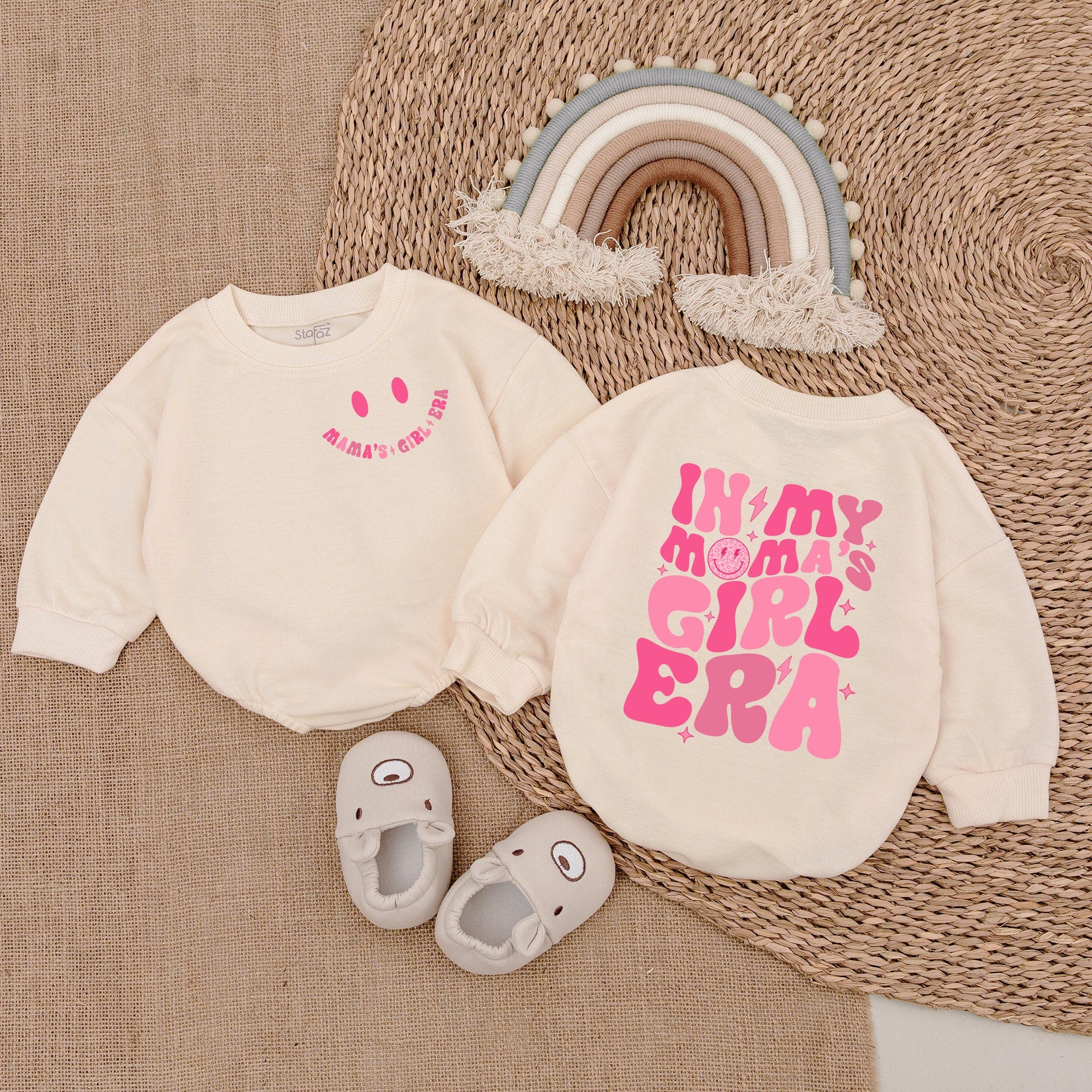 Vibrant Pink In My Mama's Girl Era Bodysuit Smiley Face Baby Romper Infant Soft Cotton Mother's Day Outfit Gift Newborn Fun Style