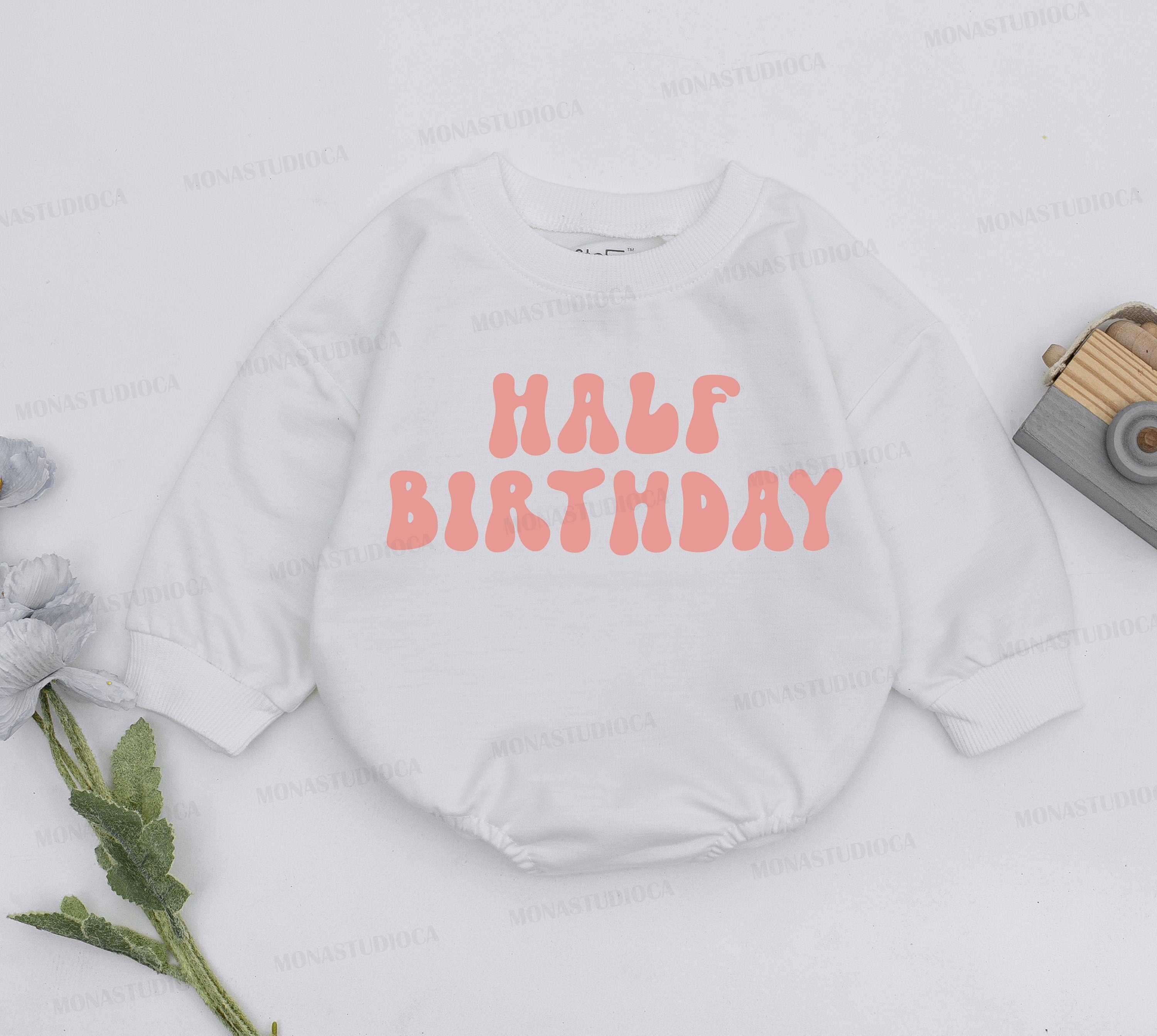 Half Birthday Girl Romper Soft Pink Text 6 Months Baby Outfit Cute Celebration Clothes Infant Gift Natural Comfortable Design