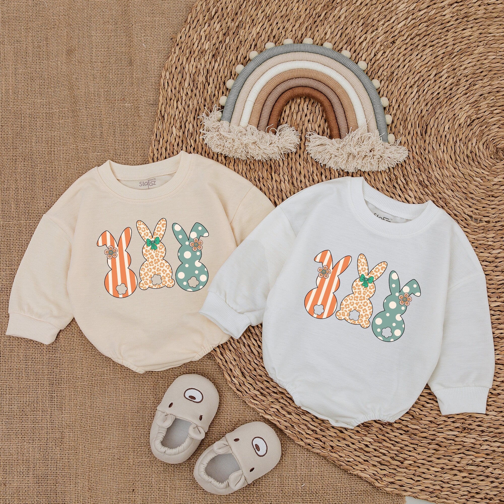 Squad Bunny Baby Romper Easter Outfit Soft Cotton Infant Boy Clothes Playful Floral Polka Dot Design Newborn Holiday Gift