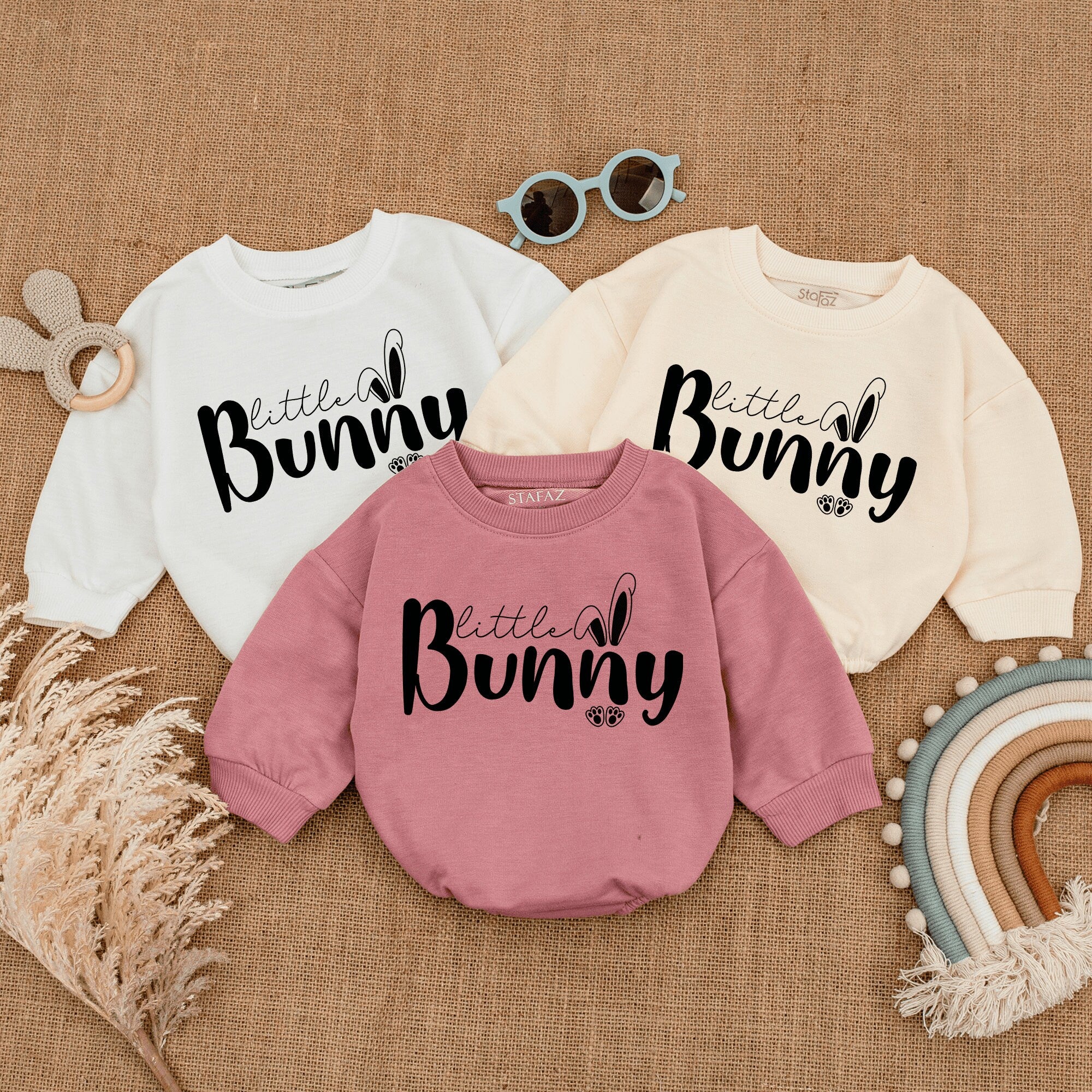 Vintage Little Bunny Romper - Easter Baby Gift, Minimalist Charm