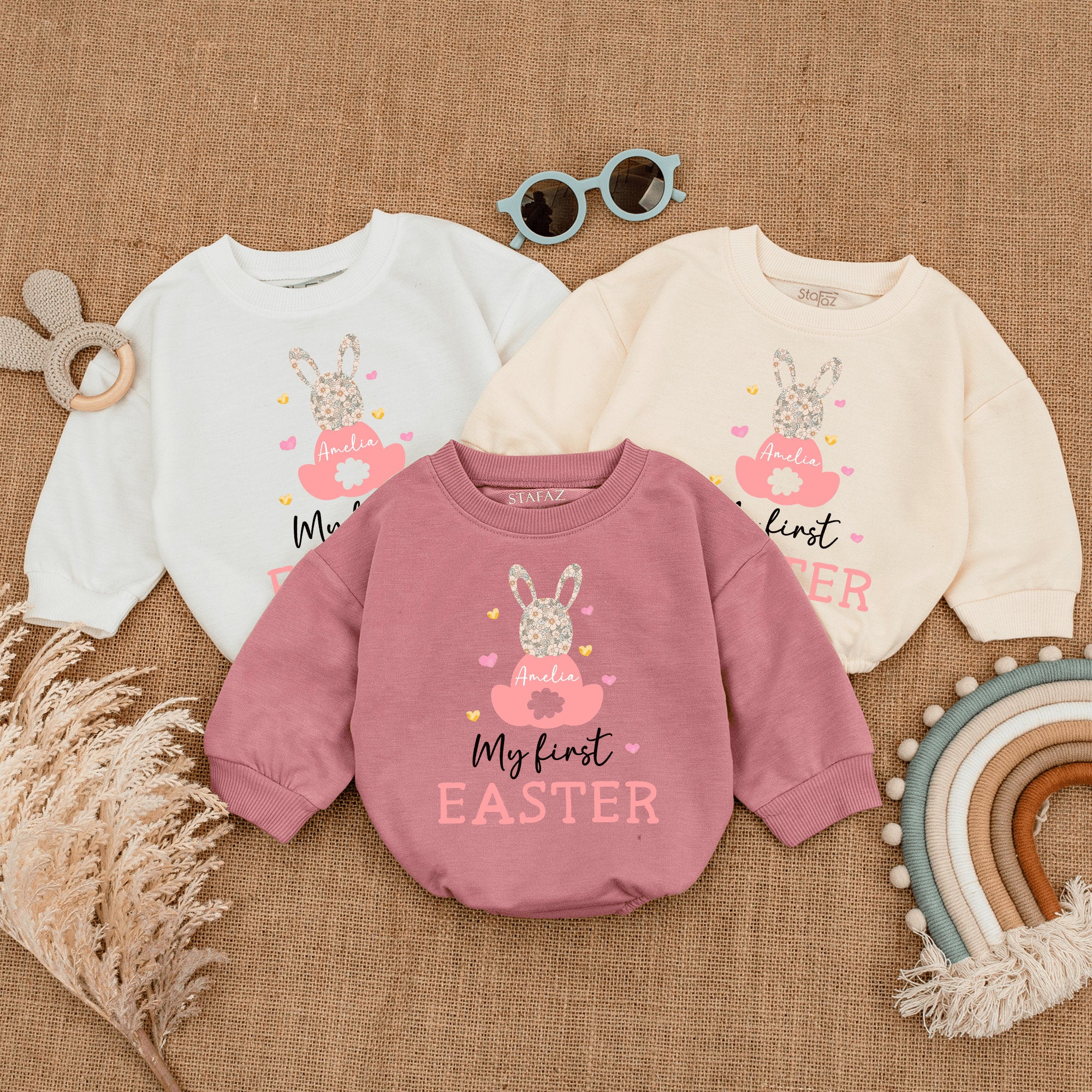 Personalized My First Easter Romper - Cute Bunny Design