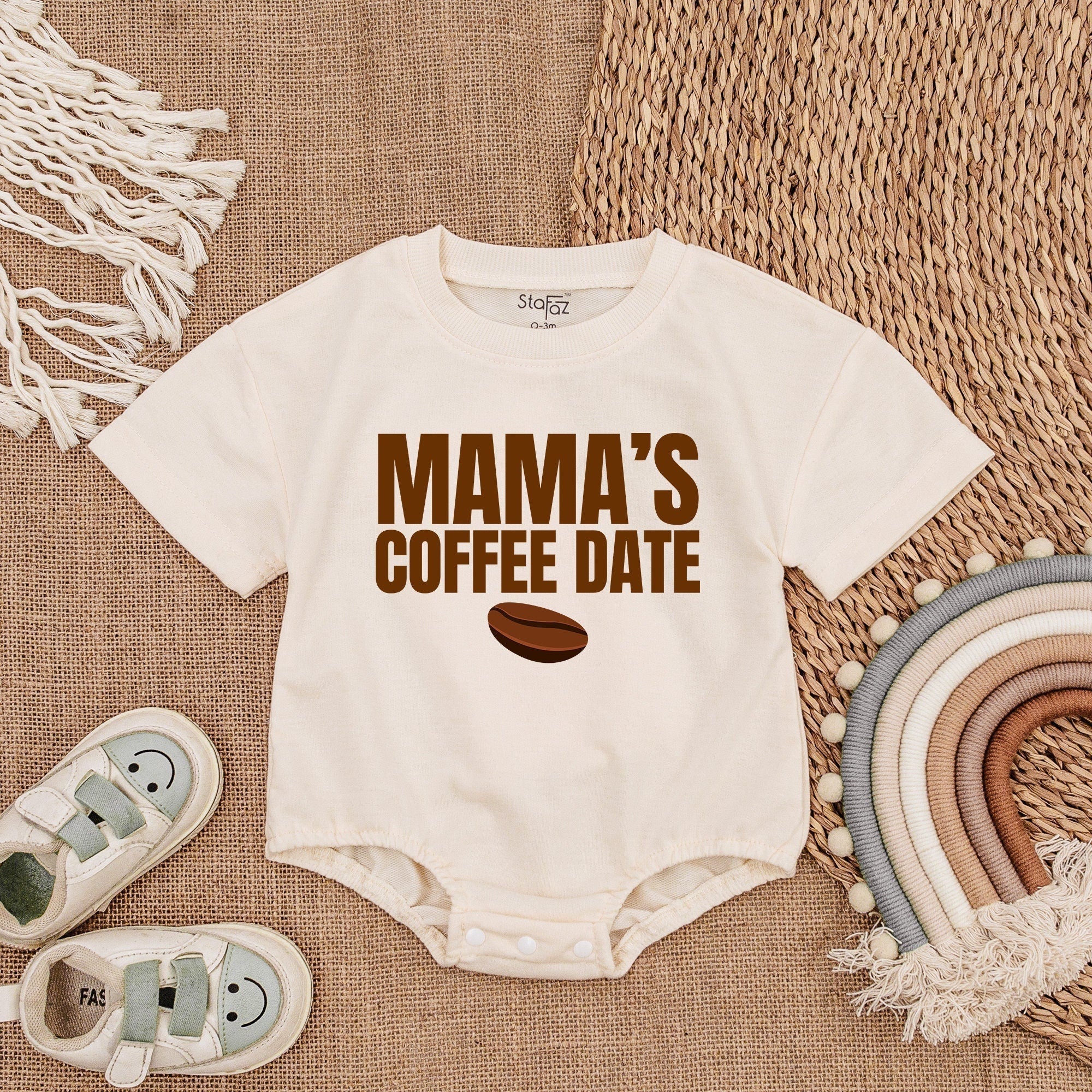 Mama's Coffee Date Baby Romper Cozy Mauve Newborn Outfit Soft Cotton Baby Bodysuit Infant Casual Comfortable Coming Home Gift