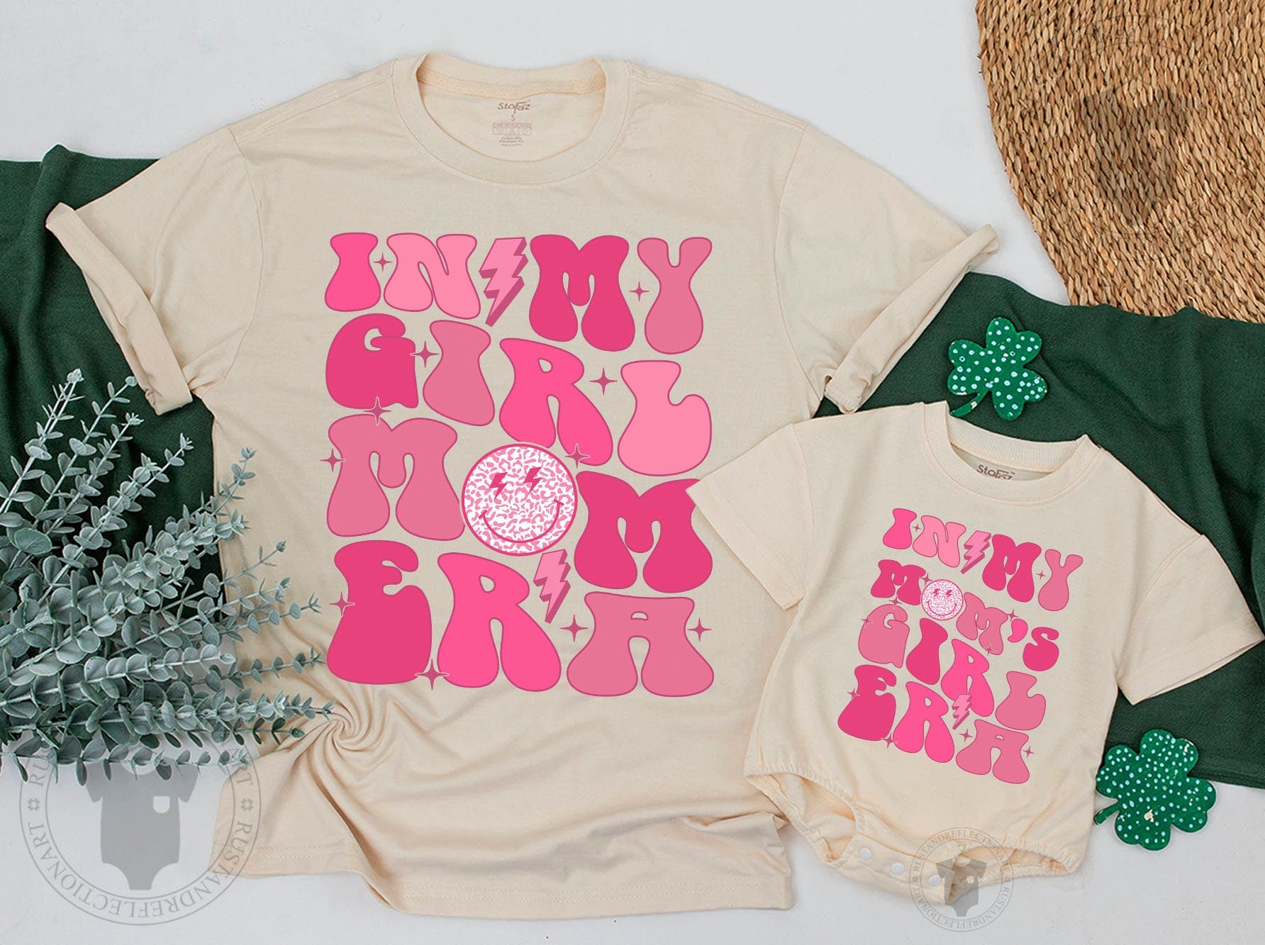 Personalized Retro Girl Mom & Daughter Matching Tees