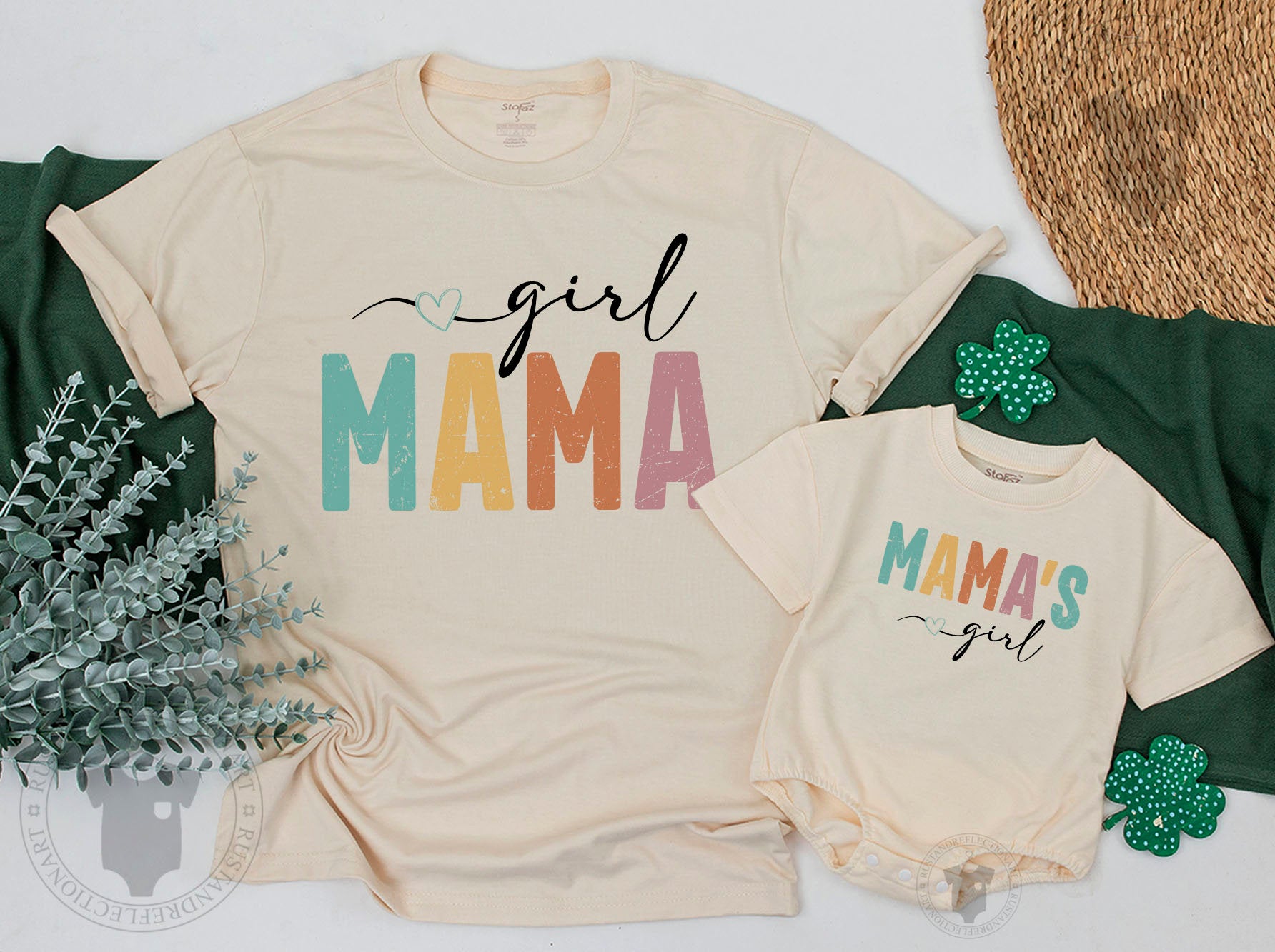 Cheerful Mama and Me Matching Outfits Colorful Mama's Girl Shirts Personalized Family Gift for Baby Toddler Birthday or Mother's Day