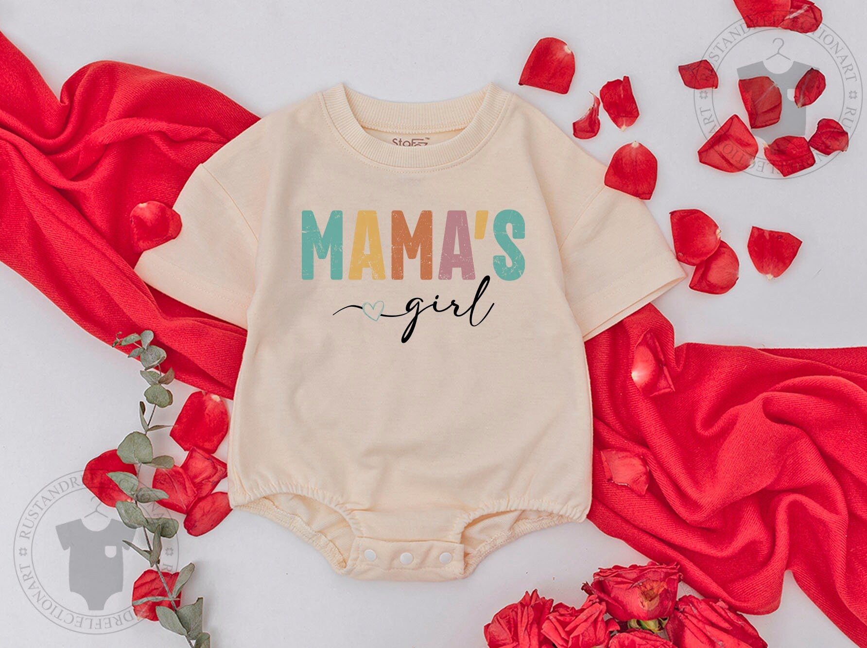 Cheerful Mama and Me Matching Outfits Colorful Mama's Girl Shirts Personalized Family Gift for Baby Toddler Birthday or Mother's Day