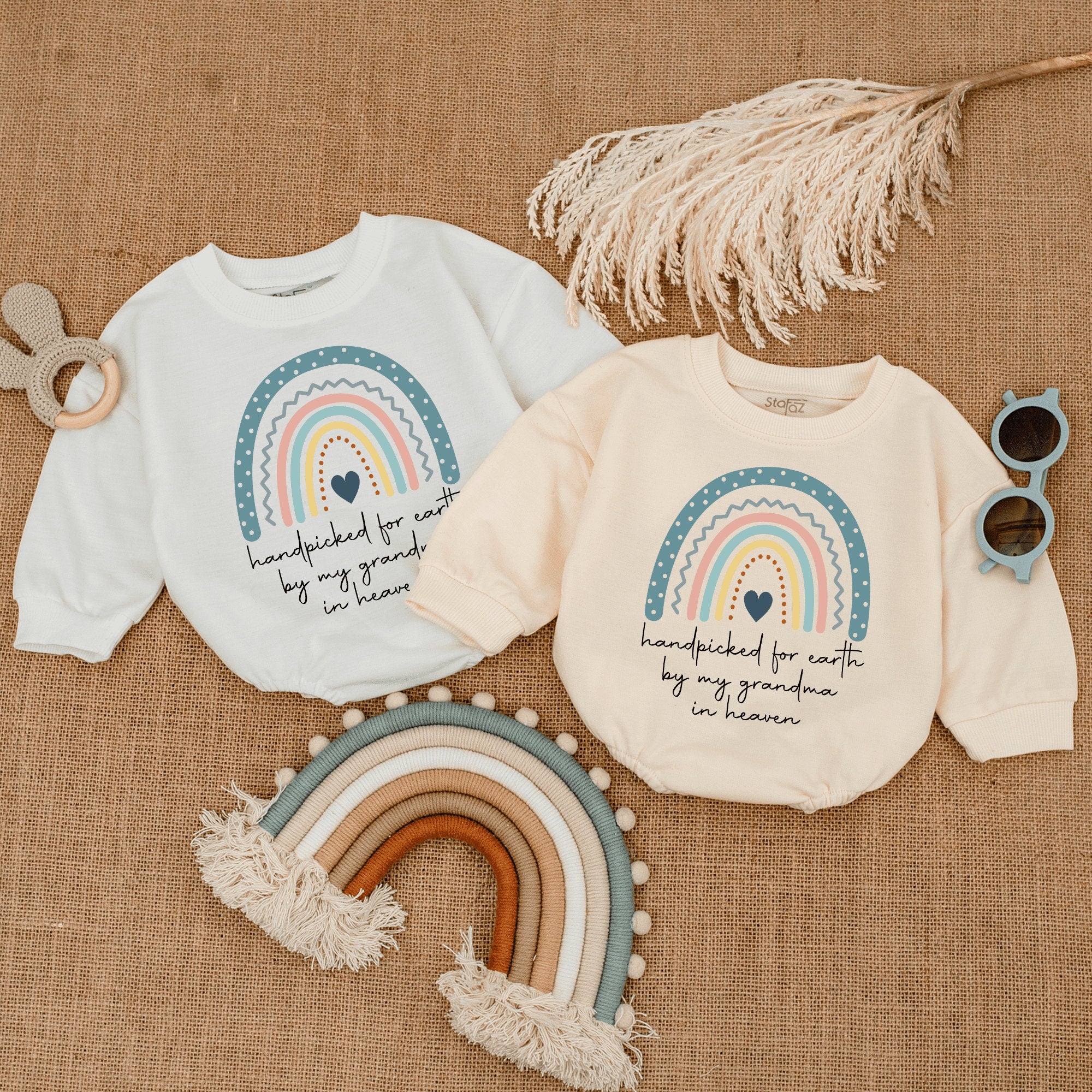 Sweet Pastel Rainbow Baby Romper with Heartfelt Message