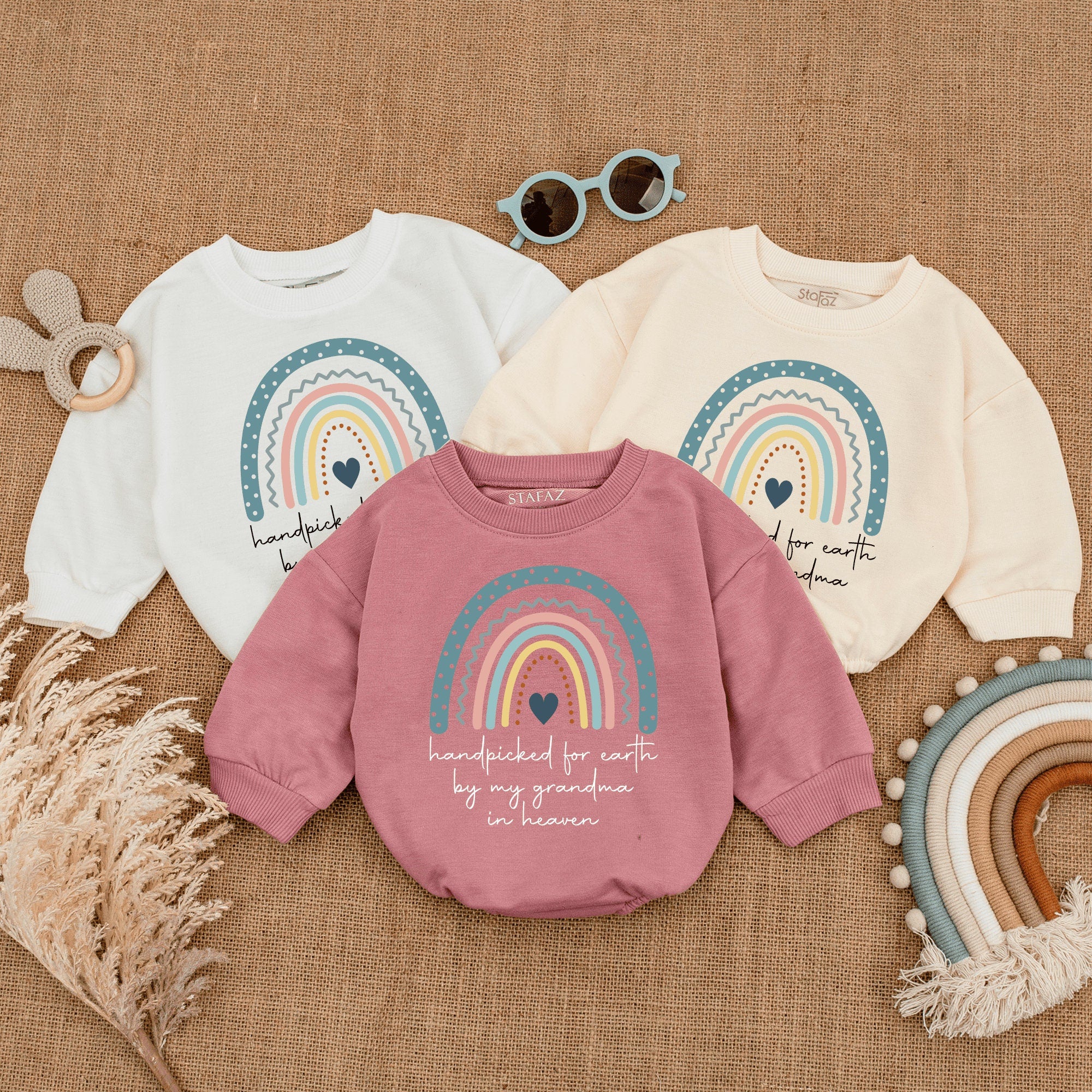 Sweet Pastel Rainbow Baby Romper with Heartfelt Message