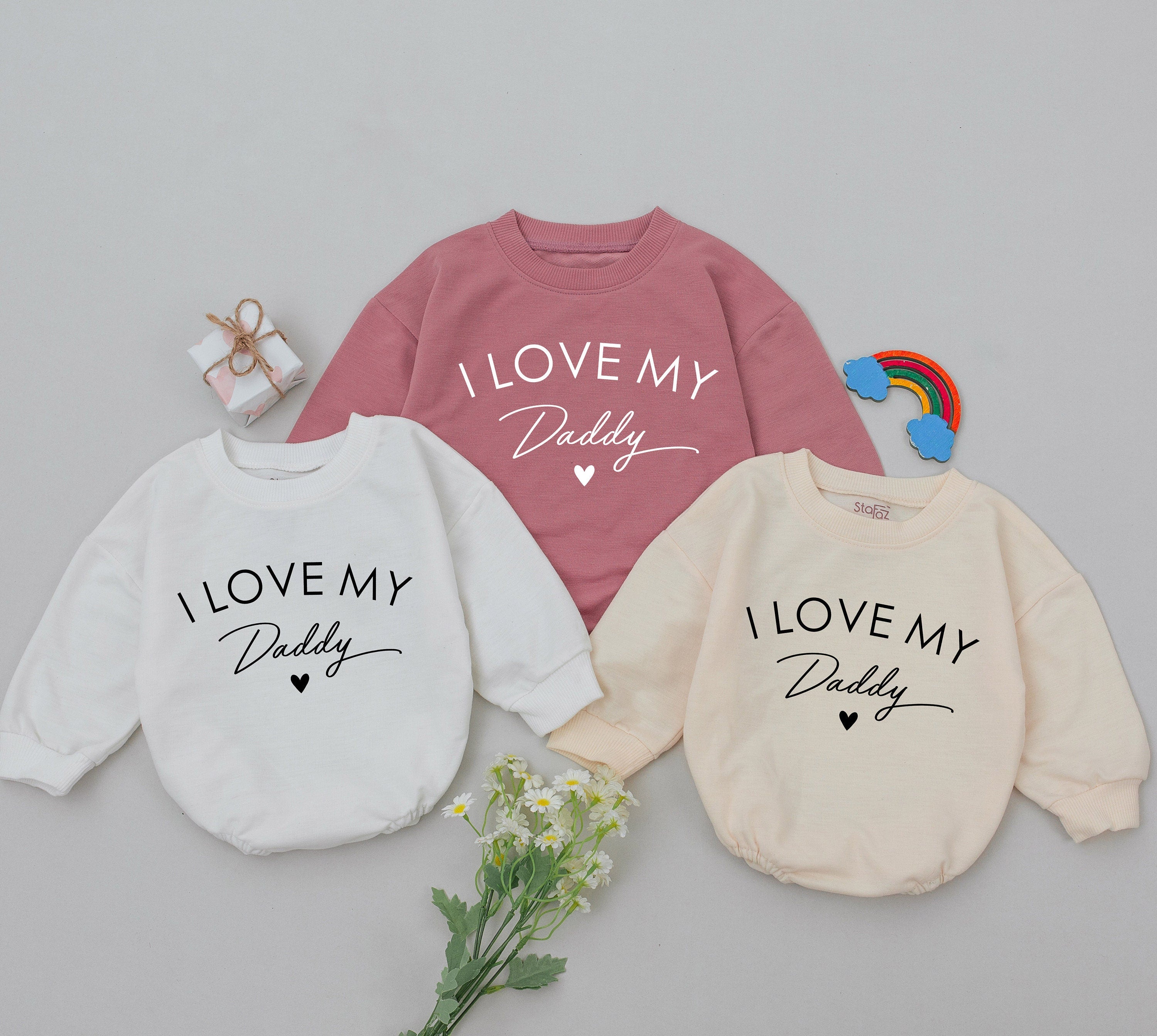 I Love My Daddy Romper Soft Cotton Outfit for Baby Girl Father's Day Newborn Gift Pastel Monochrome Design Infant Clothing Birthday Present
