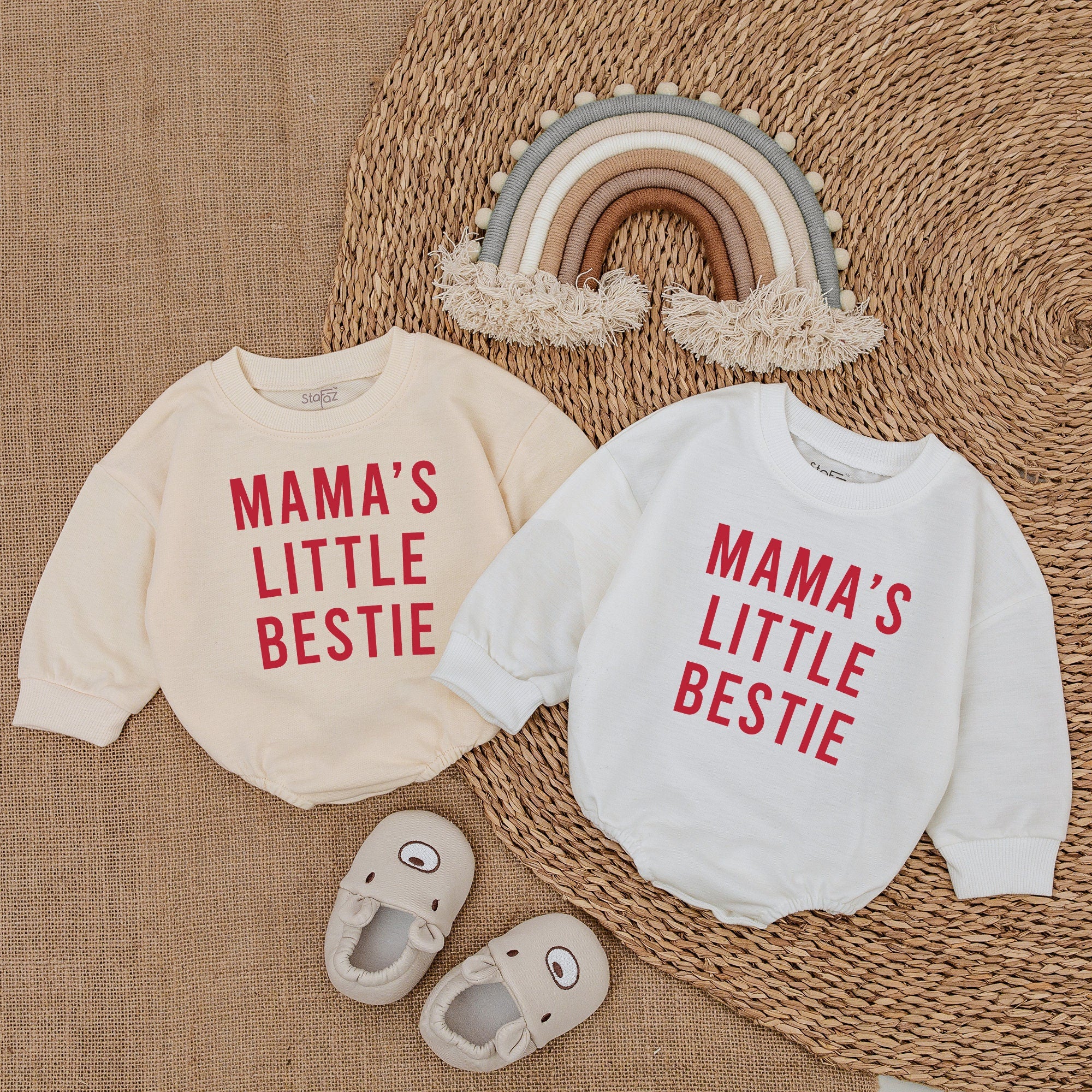 Mama's Little Bestie Bubble Romper Red Cotton Outfit Baby Boy Clothes Mother's Day Newborn Soft Comfortable Bodysuit Gift