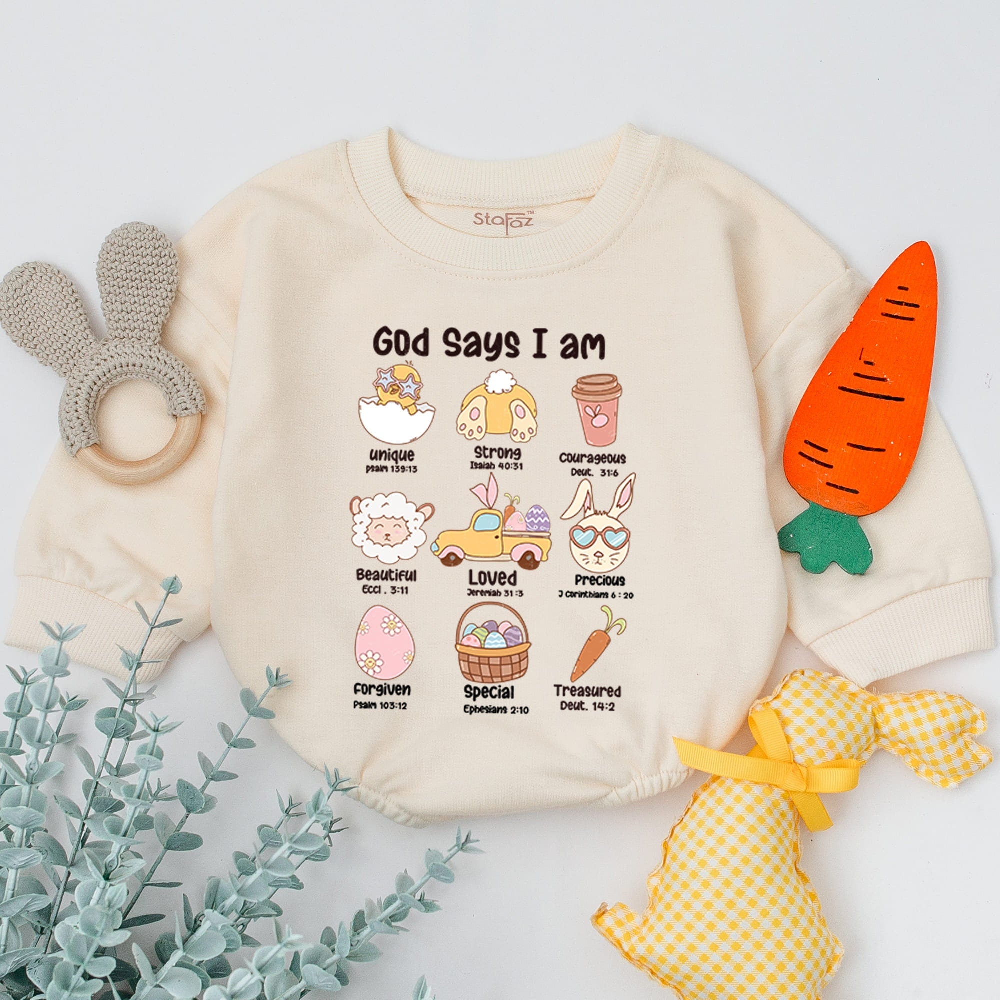Whimsical Animal Faces Baby Romper with Positive Affirmations