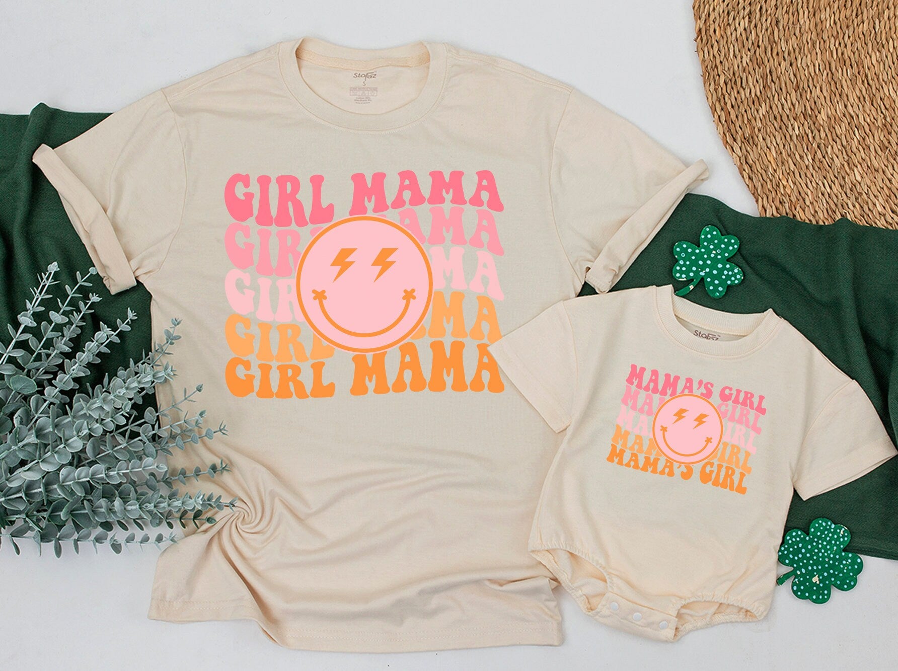 Retro Mama & Mini Shirts with Playful Graphic Design