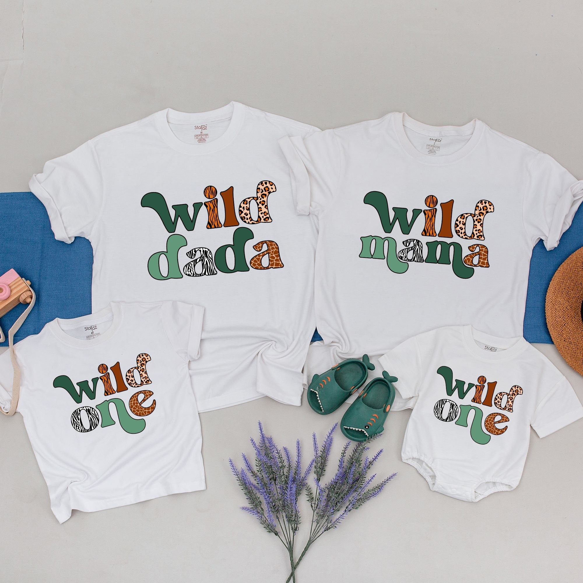 Custom Wild One Family Matching Safari Shirts with Name