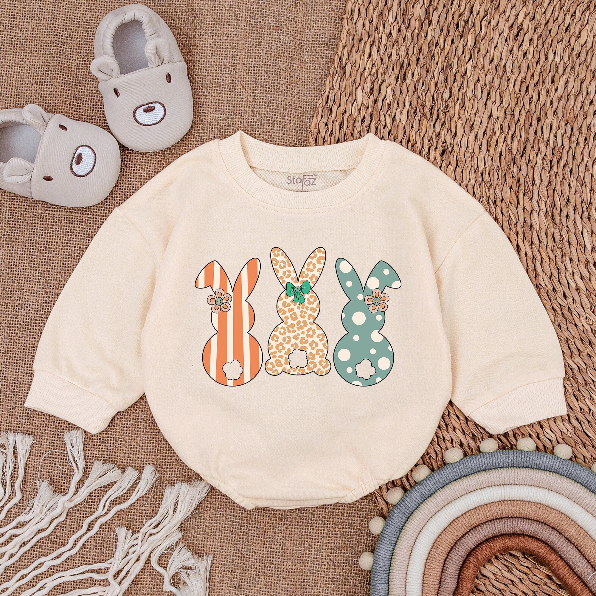 Squad Bunny Baby Romper Easter Outfit Soft Cotton Infant Boy Clothes Playful Floral Polka Dot Design Newborn Holiday Gift