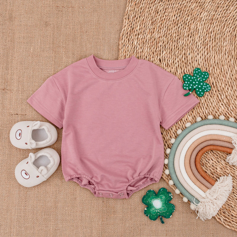 Custom Design Baby Bubble Romper in Light Mauve - Soft Cotton Short Sleeve Bodysuit for Newborns - Perfect Coming Home or Baby Shower Outfit