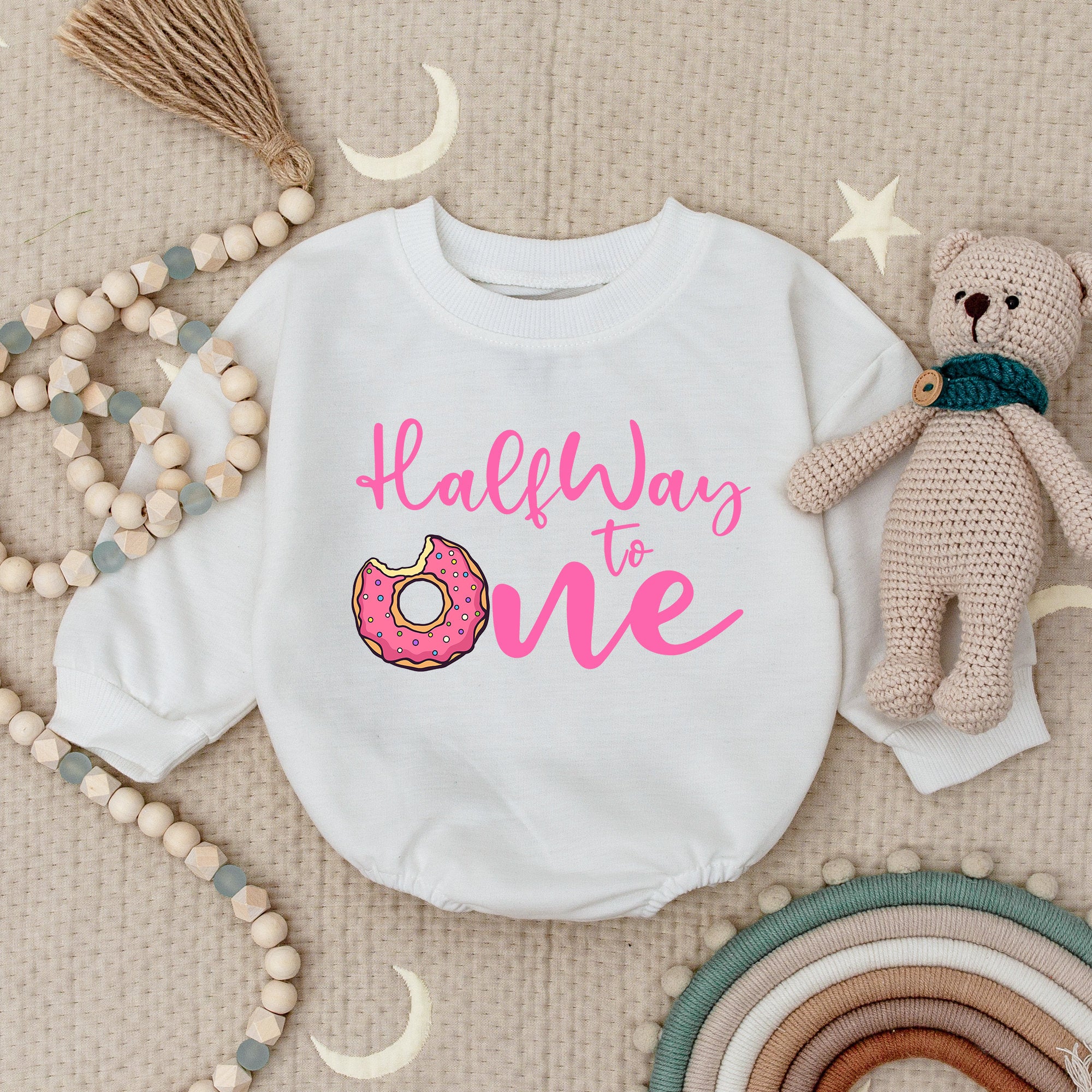 Half Way to One Donut Birthday Romper for Boys & Girls