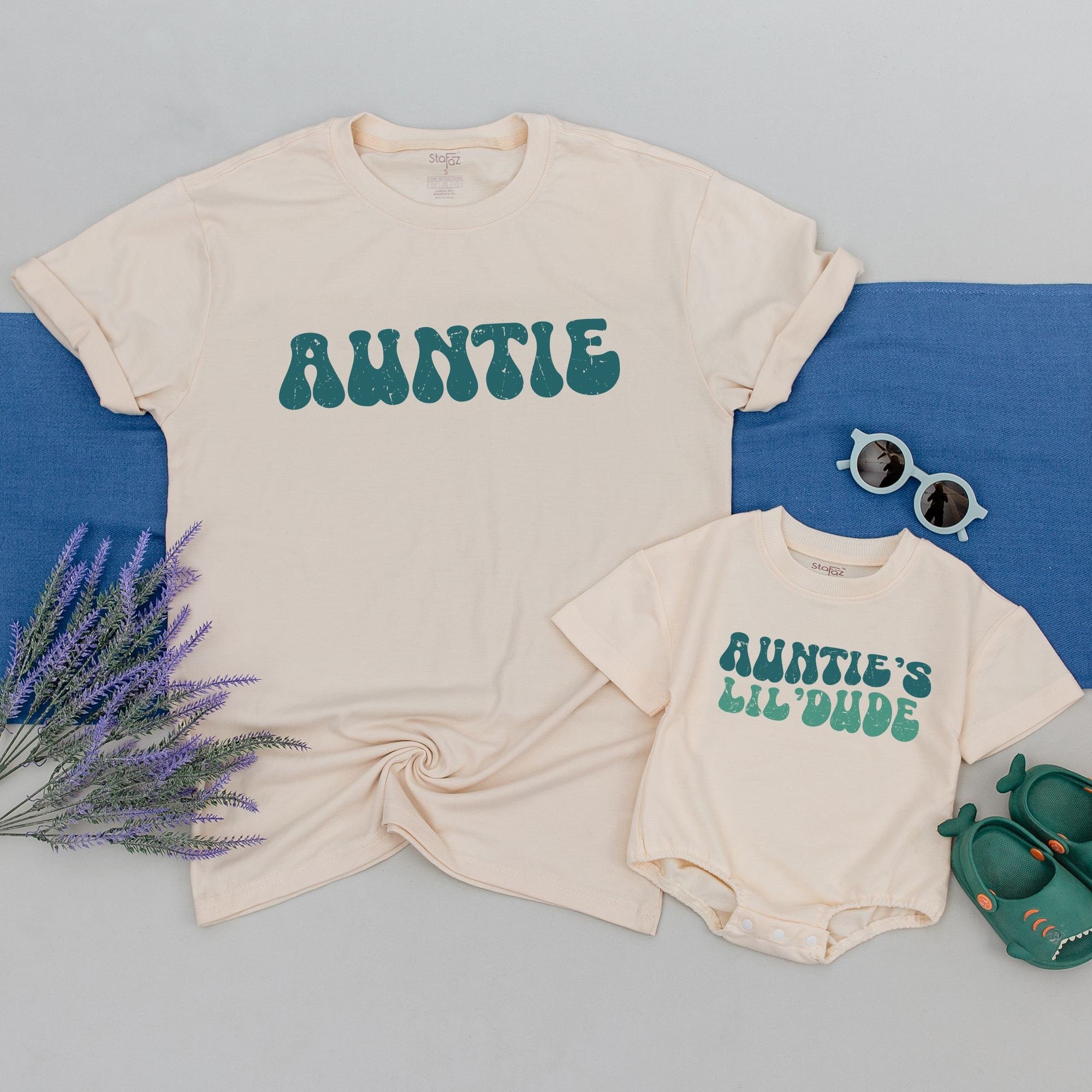 Personalized Auntie & Lil' Dude Matching Retro Shirts