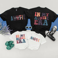 In My Auntie Era Shirt Retro Matching Family Outfit for Niece Auntie Gift Cotton Comfort Vibrant Colors Personalized Names Custom Design