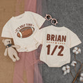Personalized It's Halftime Football Baby Romper, Custom 1/2 Birthday Outfit, Soft Cotton Long Sleeve for Baby Milestone Photos & Gameday