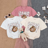 Game Day Baseball Baby Romper with Playful Stitch Design