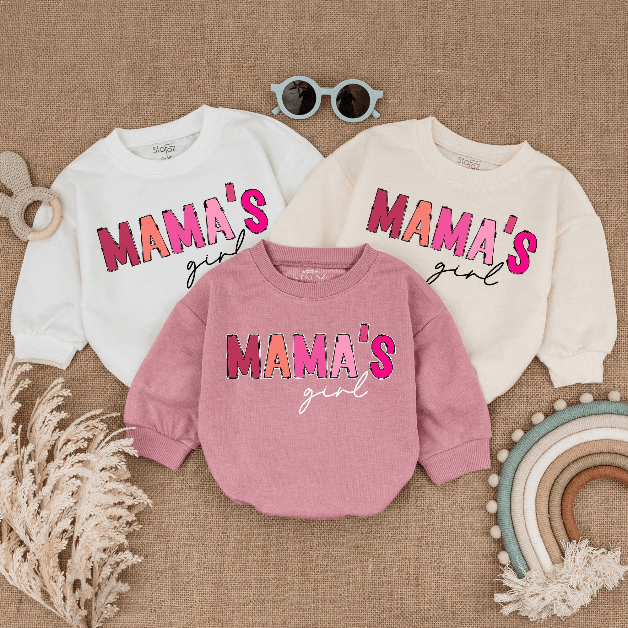 Mama's Girl Pink Retro Romper Newborn Baby Outfit Comfortable Cotton Vintage Design Playful Cursive Text Infant Girl Clothes
