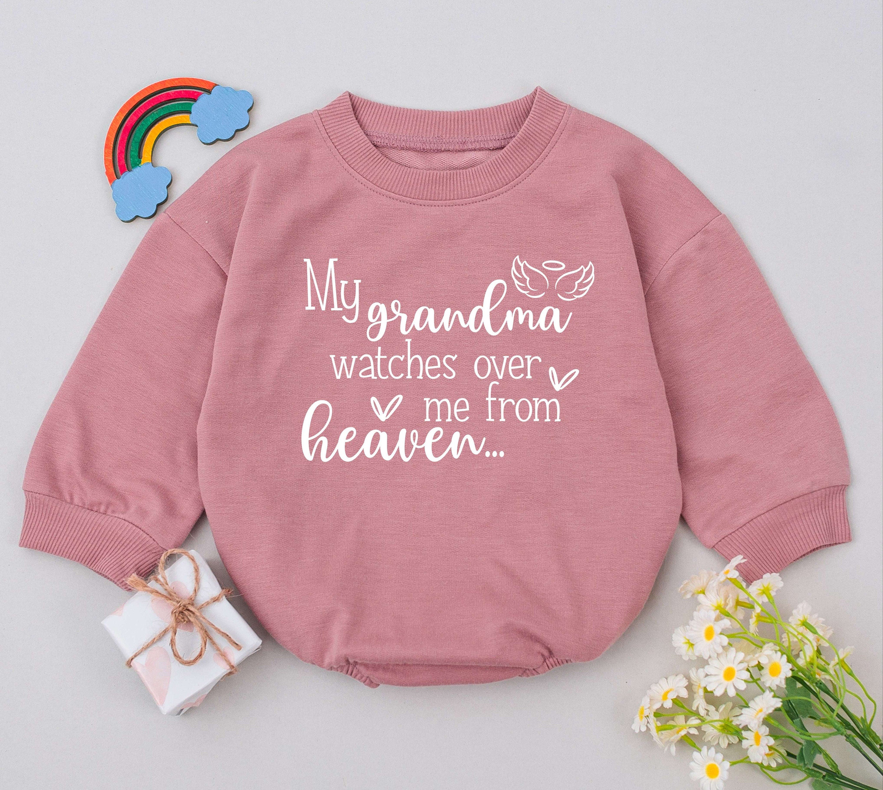 Memorial Baby Romper with 'My Grandma Watches Over Me' Design