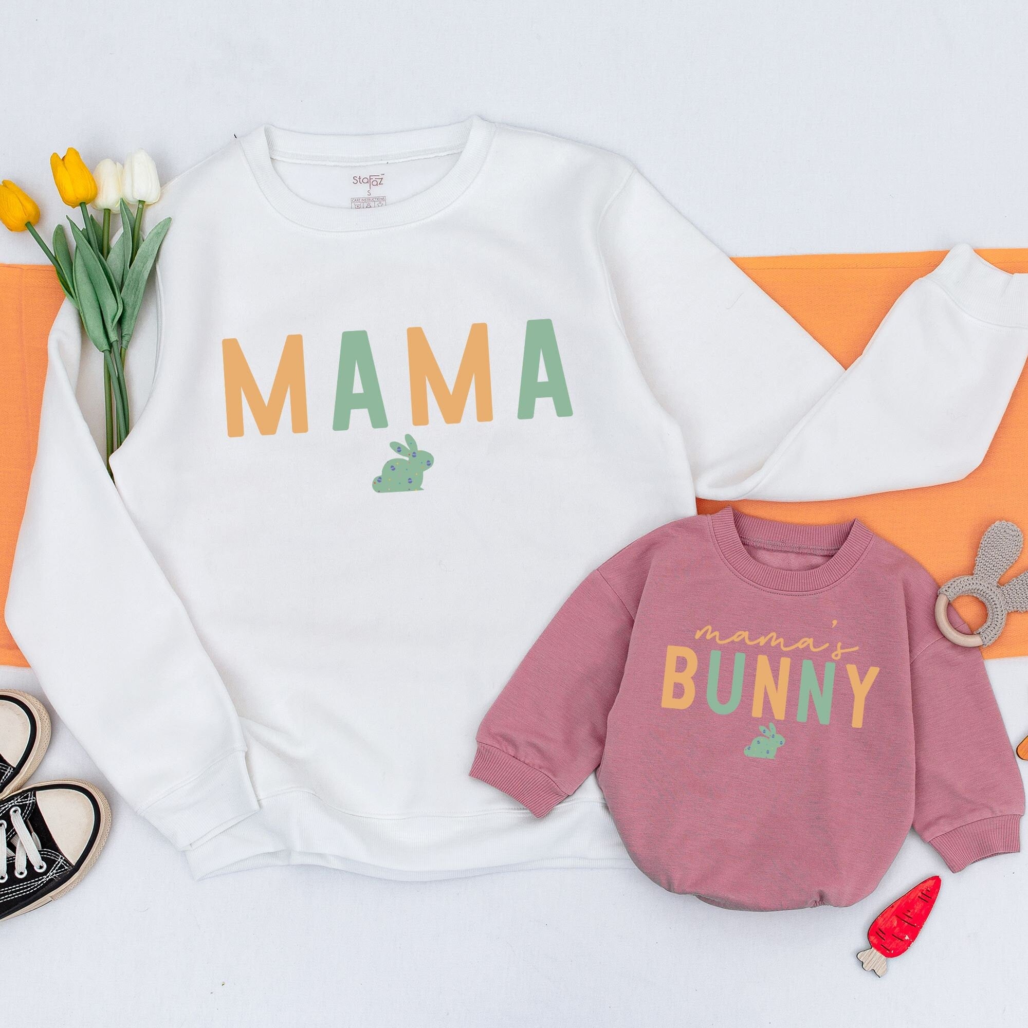 Mama and Bunny Pastel Sweatshirts for Easter Fun