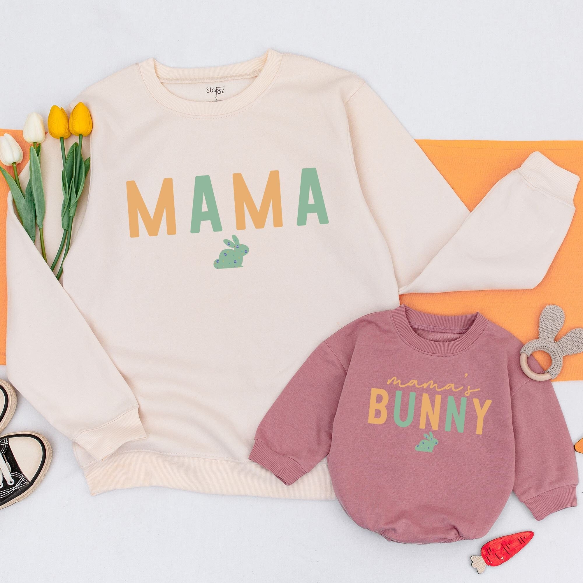 Mama and Bunny Pastel Sweatshirts for Easter Fun